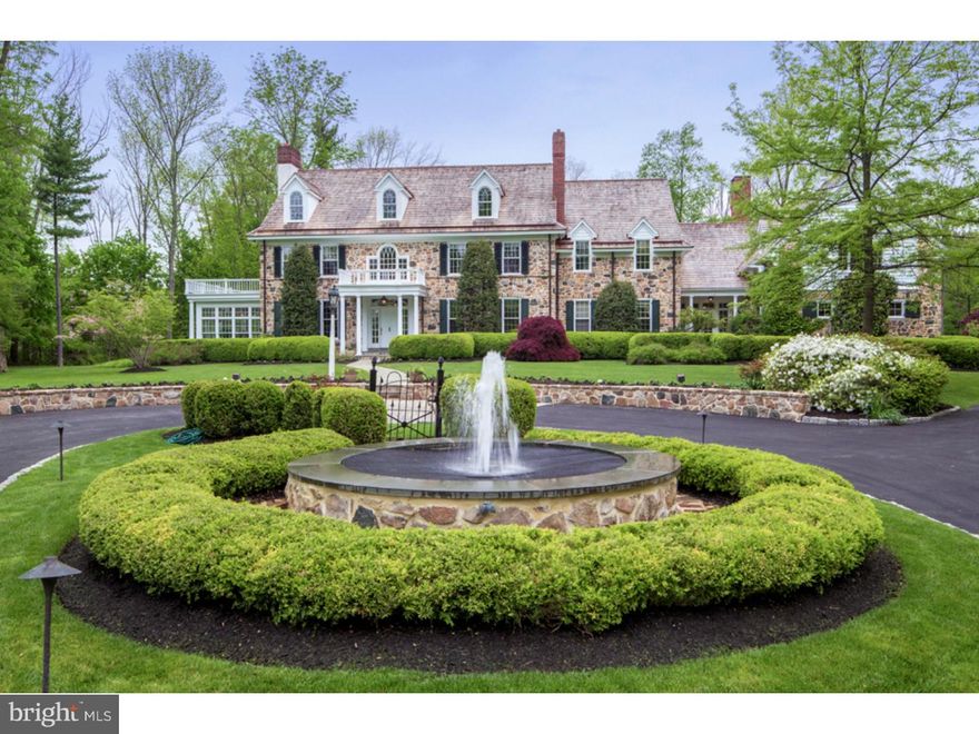 Welcome to "Fox Gate," an exquisite Gwynedd Valley estate on 4.4 private acres. Set back from the gated entry atop the tree-lined drive, this home offers the perfect flow and layout for large parties and entertaining, yet is comfortably scaled for everyday living. This stone manor estate was originally built for one of the area's top custom builders as his very own private retreat. The quality and attention to detail is resplendent throughout this home with marble center entrance hall, marble fireplaces, elegant millwork, arched doorways, formal dining room, wood-paneled library with an original fox hunt oil mural spanning three walls, built-in shelving, sunroom, a second floor home gym and a dream of a basement. The list goes on and on. The grounds are impeccable with a rear yard oasis as the centerpiece of the estate with multiple slate terraces and patios, lush gardens with mature trees and landscaping, built-in BBQ area, pool with hot tub, pool cabana, and a lighted tennis court. The finished basement is a relaxation paradise, with temperature-controlled wine cellar, huge stone and wood bar, fireplace and a separate room with a projection golf simulator. One of the finest estates in the area, in a location convenient to major highways, shopping and schools, yet tucked away in a serene, park-like setting.