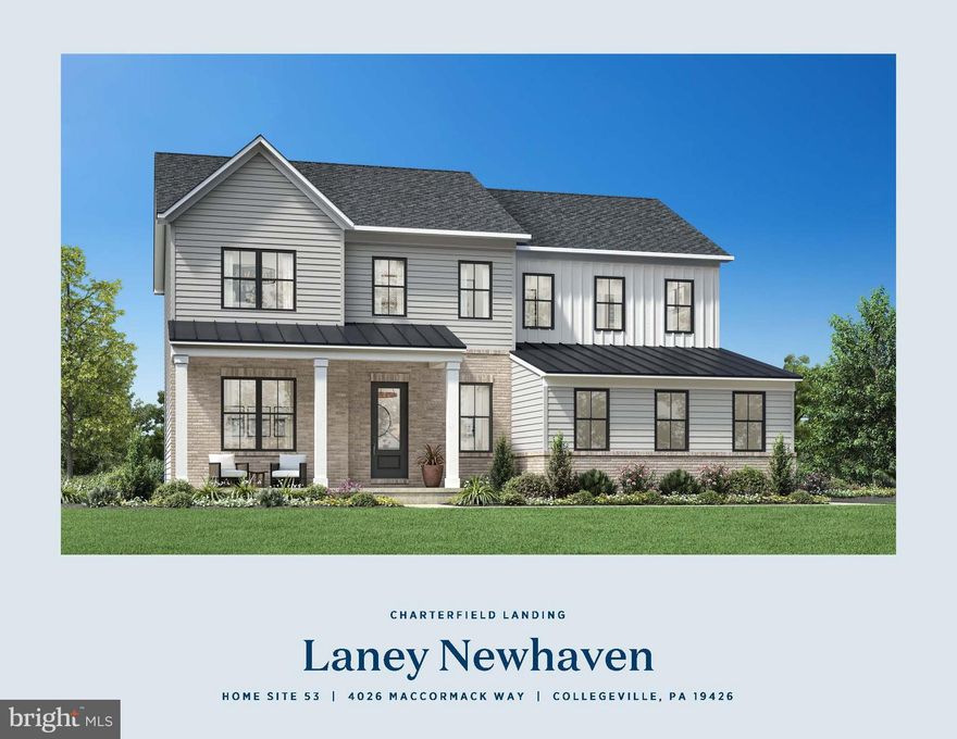 Welcome to Charterfield Landing – a new luxury single-family home community in Montgomery County, PA. Set on generous homesites surrounded by open space, this community offers thoughtfully designed homes just minutes from shopping, dining, and major commuter routes.

The Laney floor plan features 10’ first-floor ceilings, a private home office, spacious bedrooms, and a convenient second-floor laundry room. Open-concept layouts, side-entry garages, basements, and sophisticated finish options allow you to personalize your home to fit your lifestyle.

This home also includes the Whirlpool Appliance Gourmet Kitchen Package with quartz countertops, hardwood flooring throughout the first floor, and a 9’ basement with rough-in plumbing and a door to the large deck perfect for entertaining or future finishing options.

Experience the perfect blend of luxury, comfort, and convenience at Charterfield Landing—one of Collegeville’s most desirable new communities.