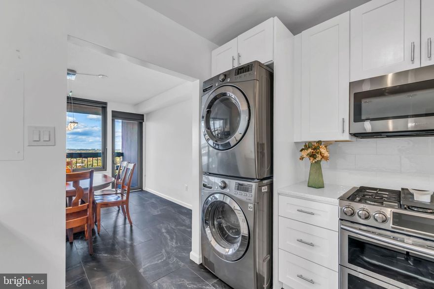 Modern Skyline Condo — 18th Floor | 1 BR • 1 BA • 959 SF

Bright, updated 18th-floor condo in Skyline Subdivision with panoramic city skyline views. Modern finishes, energy-efficient upgrades and an open, flexible layout.

Kitchen (Remodeled 2020)

Cambria “Whitney” quartz countertops
Snow Haven White wood cabinets (J&K Cabinetry)
Samsung Chef Collection refrigerator; Samsung dual-door range & microwave; Bosch 500 Series dishwasher
Montalcino Jasper Black porcelain tile floor
Touchless Delta faucet (battery-powered, recently replaced)
Polished nickel pendant lighting trio
Windowed bar seating — perfect for coffee or casual meals

Living & Dining
Open-concept layout with abundant natural light and flexible configurations
Primary Bedroom

Walk-in closet
Custom light-gray serenity shades
Motorized remote-controlled blackout shade
Bathroom (Remodeled 2018)

Walk-in shower with Bellini 12×24 glossy wall tile
Nu Travertine cream mosaic floor; Cane Series accent blend
New recessed lighting and vanity sconces
Additional Upgrades

New windows & balcony doors (installed 2 years ago) for improved insulation & sound reduction
Updated closet doors
Fresh paint with recent touch-ups
Outdoor Space

Private balcony with extraordinary city skyline views
Building & Amenities

All-inclusive condo fee covers electricity, gas, water and trash 24-hour concierge & security
Fitness center, media & billiards rooms, pool
Parking & Storage

Garage parking: Space N149, Level B2
Private storage: Unit 42N, Level B1
Location

Steps to public transit and shopping; minutes to Amazon HQ2, Pentagon City, Shirlington, Arlington, Old Town & DC. Schedule your showing today!!!
•