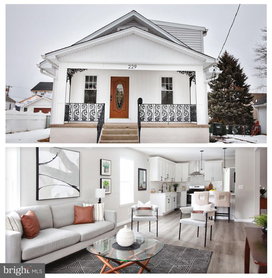 Beautifully renovated and move-in ready! Brand new flooring/carpeting throughout, new modern kitchen with matte black hardware & crown molding, custom-tiled bathrooms, recessed lighting throughout, new front, rear, and side doors, new 6-panel interior doors, updated electric, updated plumbing, new tankless water heater, and new vertical siding at front fascia with trimwork. Gorgeous open layout and tons of natural light. First floor primary bedroom with direct access to the full modern bathroom with tiled shower and niche. The kitchen includes quartz countertops, tiled backsplash, peninsula with pendant lights, and stainless steel appliances. LOCATION! Minutes from shopping, parks, coffee shops, restaurants, etc. This home won't last! Owner is PA licensed.