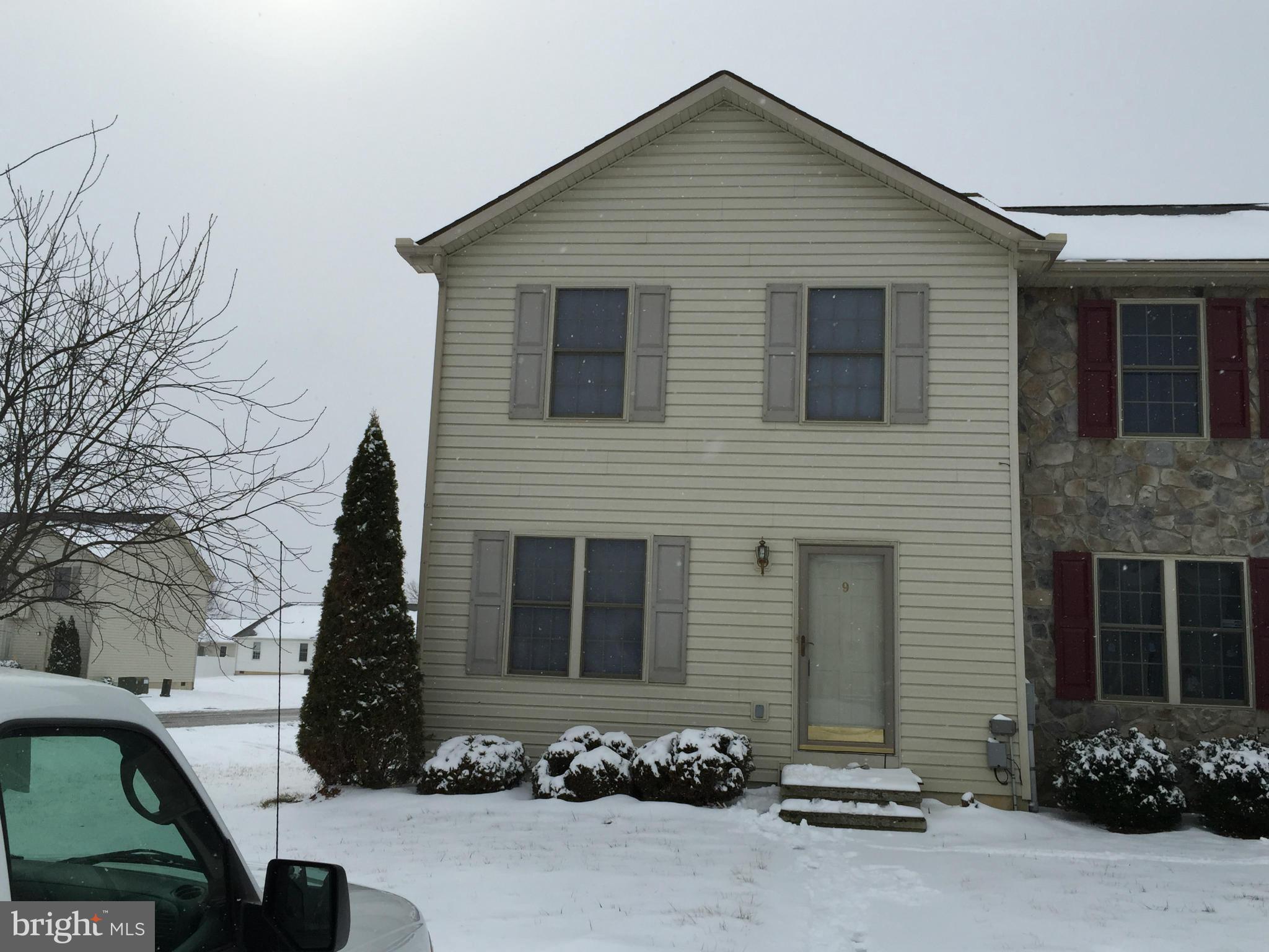 Nice end unit TH located in Tabler Manor S/D off old Tabler Station Road. Close to I-81 and 5 minutes from Martinsburg. Large eat-in kitchen with stove, refrigerator, DW, W/D. Owner supplies lawn care. Recently painted. Shows well.