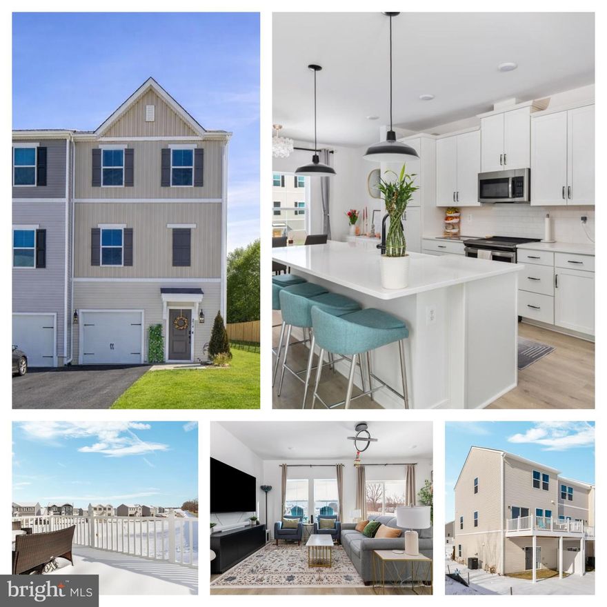Why wait for new construction when you can move right into this nearly new end-unit townhome in Liberty Run? Built in 2025 and gently lived in, this home offers the modern finishes, layout, and style buyers want — without the build-time delays.
The walk-in level features a true bedroom with a full bath, creating a private suite separate from the main living areas. With direct backyard access, this level works perfectly for guests, a quiet office, hobby room, or personal retreat.
Upstairs, the main level shines with wide-plank luxury vinyl flooring, abundant natural light, and an open-concept design. The gourmet kitchen includes upgraded quartz countertops, white shaker cabinets, stainless steel appliances, subway tile backsplash, and a large center island with seating — ideal for cooking, hosting, and everyday living. The adjoining dining and living spaces flow effortlessly and feel warm and inviting.
The upper level offers three additional bedrooms and two full baths. The primary bedroom includes a large closet and a private bath with ceramic tile and upgraded fixtures. Secondary bedrooms are comfortable and versatile, perfect for kids, guests, or additional workspace.
The back of the home backs to open common area with a wooded view on the side, offering more privacy than typical townhome living — you’re not looking directly into another row of homes. The driveway offers ample parking and can easily accommodate two vehicles.
Close to shops, restaurants, and major commuter routes including Route 9 and I-81. Welcome home.