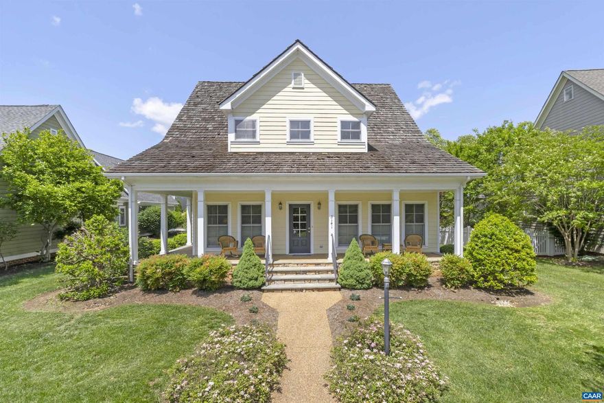 OPEN SUN 6/1 1-3PM. Custom home in the desirable Lower Ballard section of Old Trail in Crozet. Relax on the front porch of the sidewalk lined streets across from open space and the Licking Hole Creek. This main level primary suite floor plan features a large family room open to the spacious kitchen with separate dining and office. Plenty of cabinet storage plus a pantry in the kitchen. Step out on the covered rear porch or relax on the patio in the private fenced in backyard. Hardwood floors, built ins, solid doors, heavy trim, Pella windows, wood shingle roof, and more make this home stand the test of time. Very well maintained inside and out. Upstairs features 4 very large bedrooms and 2 full baths. One with double vanities and the other with separate vanities divided by the private shower. Beautiful landscaping. Detached 2 car garage off private alley.,Granite Counter,Fireplace in Living Room