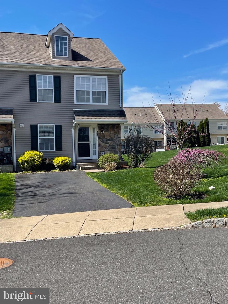 Great opportunity to live in the highly sought after community of Patriots Ridge.  This extremely well maintained end unit townhome features 3 bedrooms, 2.5 bathrooms and a finished basement.  The main floor has engineered hardwood flooring and lots of windows for natural light.  A great open concept floorpan with a stunning kitchen featuring upgraded cabinets and stainless steel appliances that include a new gas stove.  A separate formal dining room and a large living area allow for plenty of space for entertaining.  The living area has a gas fireplace and sliding doors to a private deck in the back.  There is also a convenient half bath on the main floor.  On the second floor you will find the large primary bedroom featuring an ensuite bath and a huge walk in closet.  Two other bedrooms on this floor share the hall bath.  The hall bath has a shower/tub combo and includes a separate washer and dryer space.  The washer and dryer are included.  The basement is partially finished and has a huge living area with 2 large windows providing great sunlight in this area.  There is also plenty of room for storage in a separate unfinished area.   Featuring a paved private driveway that could fit 2 cars.  The end unit provides for a large grassy area to the side and back of the property.  Great location as it is close to shopping, restaurants, easy access to main roads and minutes from the Doylestown Borough.  Central Bucks Schools.  No smoking and pets are a case by case basis.  Good credit and income a must.