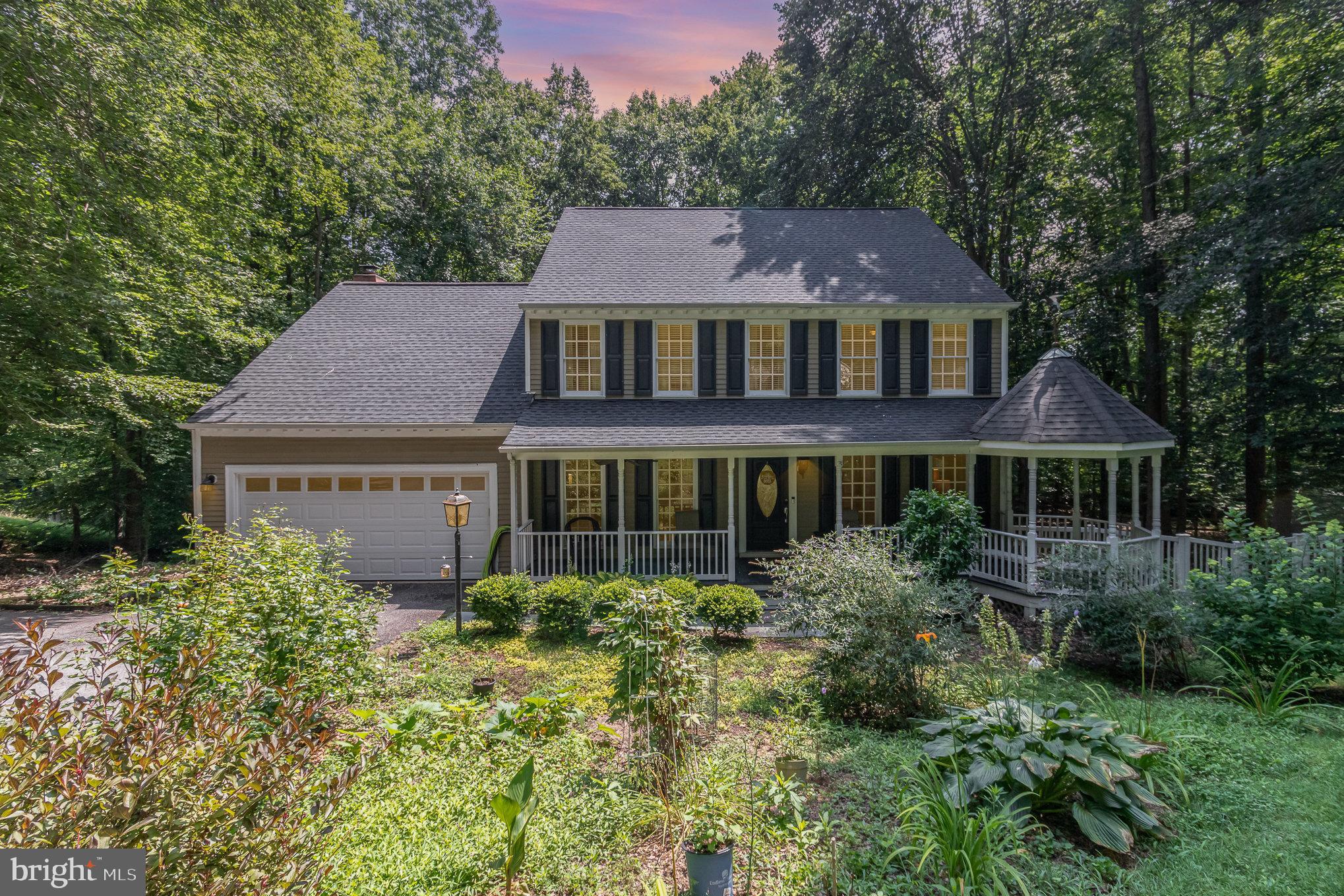 Only a few minutes from I95 and close to Spotsylvania courthouse in Sagun's Landing sits this well designed home on 2.77 acres. Surrounded by trees giving added privacy. The large front porch with ceiling fans and gazebo with added seating for your outdoor enjoyment or to greet your guests. Once inside you will notice all of the extras like the crown molding throughout the main level. A private office with French doors for those who work from home. A spacious formal living room flows to the formal dining room with plenty of room for all of your entertainment and holiday gatherings, You will love the generous sized kitchen with wall of windows allowing plenty of natural light. Kitchen is complete with upgraded appliances, pantry and tons of counter space and cabinets to please any cook. The breakfast nook and family room with wood burning fireplace are open to the kitchen giving an added feeling of spaciousness. The primary bedroom features a sitting area ,walk in closet and ensuite with soaking tub. 3 additional bedrooms and hall bath with dual sinks complete the upper level. Want more space? The unfinished walk out level basement has rough in for full bath and space to add a additional bedroom, game room, movie theater or whatever your heart desires. Enjoy the outdoors on the multilevel deck with lower deck with hot tub. This is home to enjoy both inside and out.