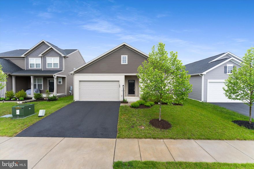 Welcome to the Pendleton model, a beautifully maintained one-level home offering comfort, functionality, and a partially finished basement – totaling approximately 2,056 finished square feet! From the moment you step inside, you’ll notice the elegant engineered wood flooring flowing through the living and kitchen areas, setting a warm and modern tone.
The heart of the home is the open-concept kitchen, featuring a generous island perfect for entertaining, meal prep, or casual dining—all overlooking the inviting living room. The primary suite is thoughtfully designed with two walk in closets and a private bathroom complete with a step-in shower.
Convenience is key with a main-level laundry area that includes a washer and dryer, which convey with the property. A second full bath with a tub/shower combo serves the additional bedrooms and guests.
Downstairs, the partially finished basement adds valuable living space with a cozy family room and a radon mitigation system already installed for peace of mind. There are two additional rooms that can be finished and a rough in for a full bath in basement. Walk up basement! 
Enjoy outdoor living on the low-maintenance composite deck, which leads to a fully fenced backyard—ideal for pets, play, or just relaxing in the fresh air. Additional features include ceiling fans throughout, a Culligan water softener, and a security alarm system.
This home truly has it all—style, space, and smart upgrades—ready for you to move right in!
Come live in Snowden bridge! Priced to Sell! Amenities include pools, daycare, dog paths, playgrounds, basketball courts, walking distance to elementary school, close to shopping and commuter routes! Won't last long come see it today!