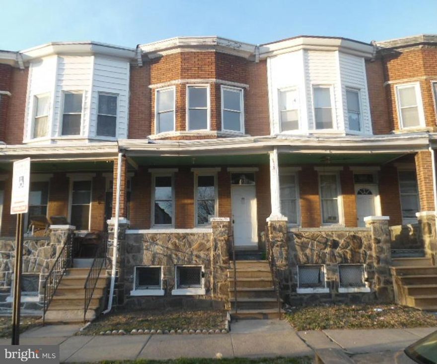 Wonderful opportunity to own this all brick porch front row home in Baltimore City.  Enjoy nice room sizes, wood floors, and separate dining room.  Use the basement for added storage or finish off for additional space.  The fenced rear yard is perfect for warm weather fun.  Just minutes from Downtown Baltimore!
