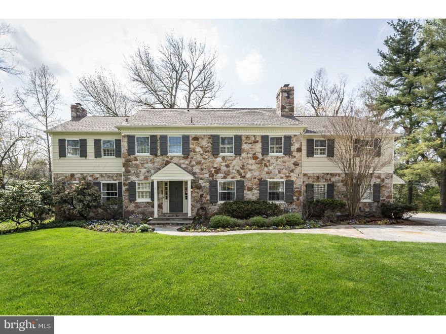 Classic, gracious, beautifully-appointed stone home in the prestigious section of Devon.  Open Kitchen, Family room, and Breakfast Room with French doors looking out onto flagstone patios, lawn, and stream.  Mature trees and partially-wooded lot give privacy to this serene setting.  In addition, this is a neighborhood!  5 Bedrooms and 3 newer full Bathrooms.  There are random-width oak floors and a fireplace in the formal Dining Room to help make this home complete.