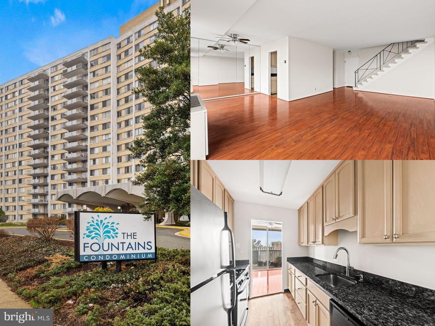 Own for less than $15,000! Welcome to The Fountains, where space and views come together in the heart of Alexandria’s West End. This two-level condo with garage parking offers entrances on both the 6th and 7th floors, creating a true townhome feel within a secure, amenity-rich building. Southeast exposures fill the home with natural light, and the elevated views give you privacy and openness all at once.

Upstairs, you’ll find three spacious bedrooms with all new carpeting, including a primary suite with an updated en-suite bath (2026) and a large closet. Two additional bedrooms share an updated hall bathroom (2026), and a generous walk-in hall storage closet provides great storage space. 

The main level is designed for gathering. Wood floors anchor the space, and the updated kitchen features granite countertops and gas cooking. The oversized dining and living areas offer flexibility for entertaining, along with the powder room. Sliding doors lead to a private balcony where you can enjoy those southeast views. 

The condo conveys with one garage parking space and a storage unit as well!

Residents enjoy a full suite of amenities: 24-hour front desk, outdoor pool, fitness center, sauna and steam rooms, tennis and basketball courts, common grounds, and pet-friendly policies. You’ll appreciate easy walking access to the grocery store and shops,  Metrobus service right outside, plus quick access to 395 and the Pentagon and DC. You’re also minutes from Shirlington, Old Town, and the growing West End redevelopment corridor including the new INOVA hosptial, with shopping, dining, and daily shopping all close at hand.

If you’ve been looking for true square footage, natural light, and amenities, this is the one. Condo fee includes ALL utilities including electric! *Special Loan Available! No PMI, NO MONEY DOWN, Pay only closing costs! No income restrictions.  Lower payment than FHA/VA/3% Down! Ask agent for details.*