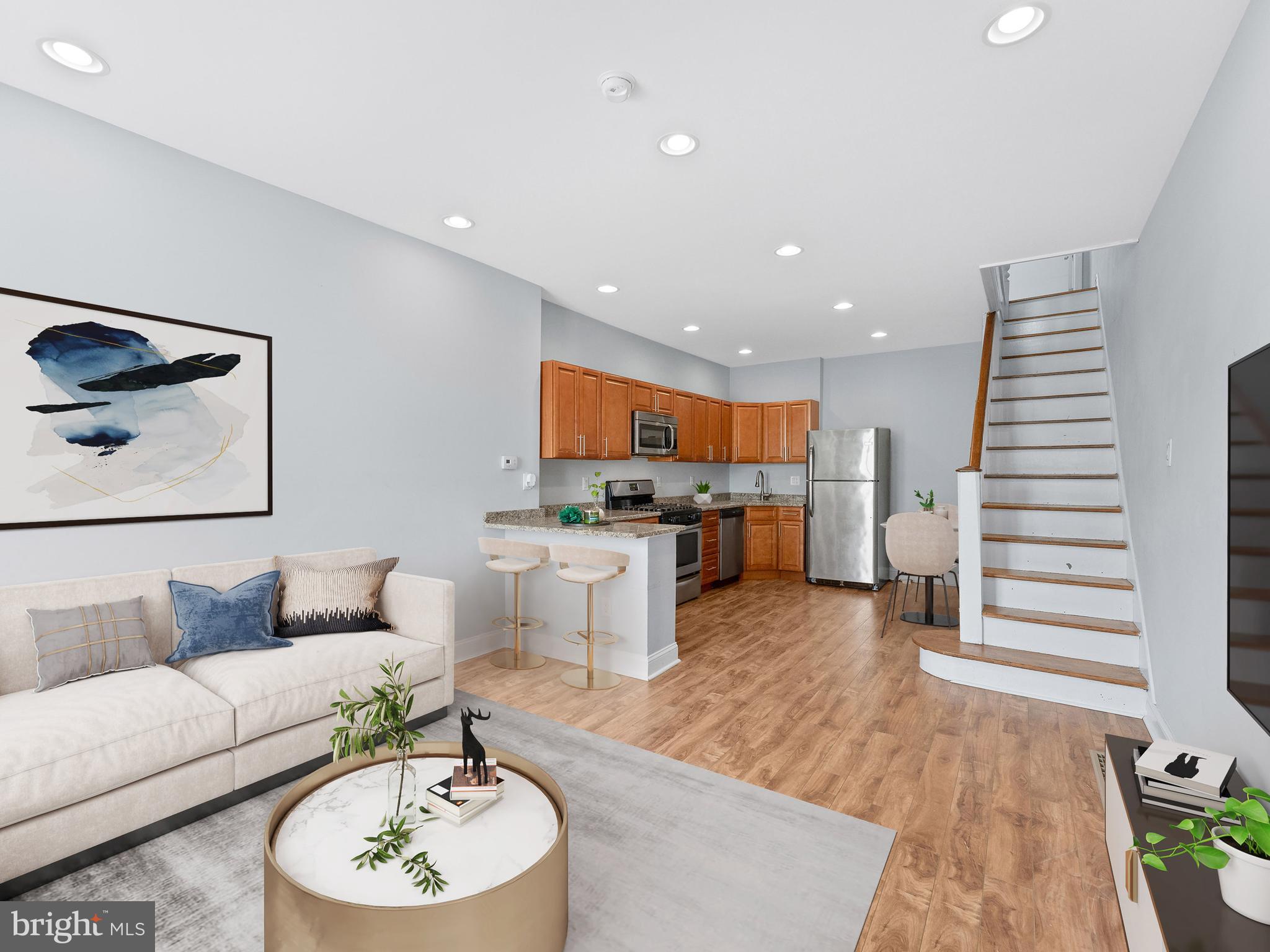 Welcome to this affordable and versatile 4-bedroom, 1-bath row home in the heart of Philadelphia’s Nicetown-Tioga neighborhood! This home is an ideal option for first-time homebuyers ready to invest in their future. It features a flexible layout, including an open-concept design, a kitchen with plenty of countertop space, and a convenient first-floor bedroom—perfect for guests or a home office. The second floor offers three additional bedrooms and a full bath, providing ample space to grow. Enjoy central air for year-round comfort and a private rear patio that's great for outdoor relaxation or entertaining. Located just steps from public transportation, with easy access to major highways, schools, and local shopping, this home is priced to sell and offers both value and convenience. This home is eligible for up to $28k in Grant Monies. Buyer must qualify. Property being sold as-is condition. Schedule your tour today!