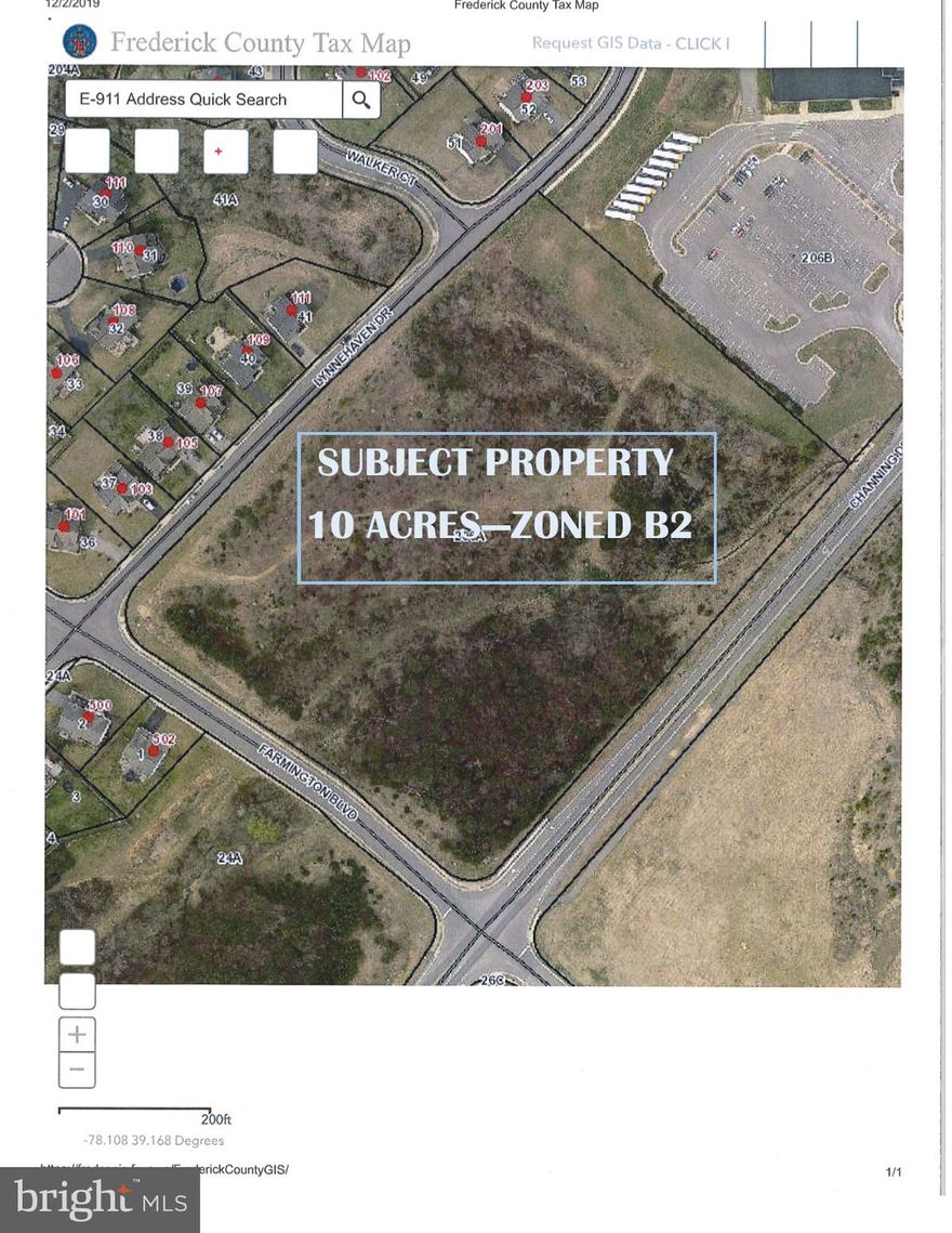 10 acres, Zoned B2/  Well located in fast-growing Channing Drive -  Senseny Road corridor, east of Winchester.  Lots of rooftops -  Contiguous to newer elementary school.  Water and sewer located at the property.  Road frontage on three roads.