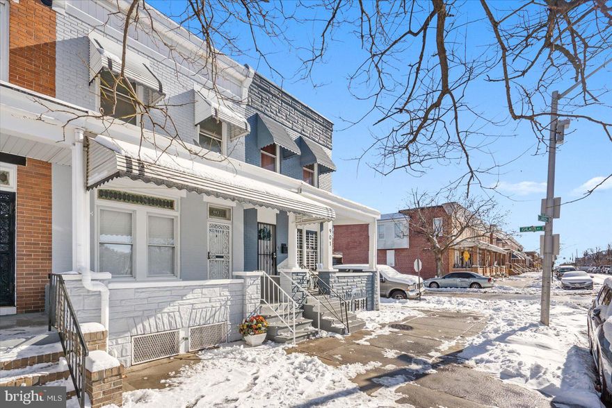Newly remodeled 4BR/2.5BA Townhome located on a tree-lined street in East Baltimore Midway.  Step up to the covered front porch and step into a home filled with tons of natural light, an open concept main floor, and luxury flooring. Notice the original stained glass window features above the door and front window. The main floor features a large living room with a dining area, a half bath, and stunning kitchen. The kitchen features plenty of cabinets, stainless steel appliances, quartz countertops with a complimenting tiled backsplash, and a deep stainless sink set into an island with waterfall edges on both sides, pendant lighting above, and breakfast seating for three or more.  On the second floor you will find original hardwood floors in all three of the sizable bedrooms, and a newly remodeled full bath.  On the lower level is additional living space featuring the fourth bedroom, a full bath with walk-in shower, a large family room, laundry, storage, and a walk-out to Bilco doors in the fenced yard.  From the main floor step outside to a covered patio in the fenced yard with tons of possibilities.  This home is move-in ready and ideal for any new homeowner, and is conveniently located to shopping, restaurants, and commuter routes.
*Seller prefers to use Front Porch Title*