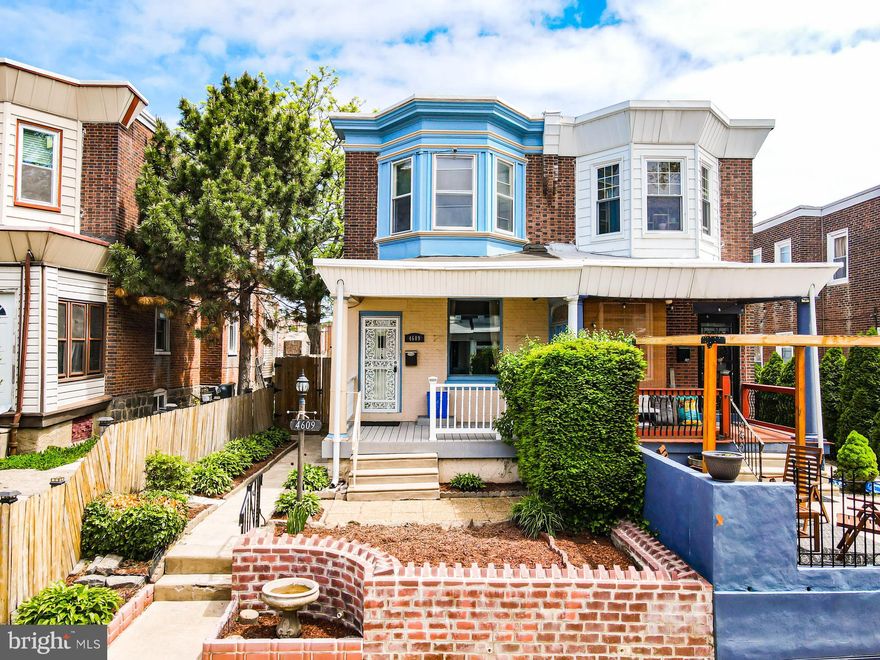 Welcome to this spacious porch front twin home in Wissinoming. This home has fantastic space, both inside and out. The delightful front garden offers a special place to plant your favorite flowers and watch them grow. A covered front porch creates a perfect area to unwind and enjoy the tranquility of the garden or just simply sit back and enjoy chats with your neighbors. On the first level is the living room with turned staircase and custom built-in corner entertainment shelving and a formal dining room with corner hutch.  The kitchen has a center island, laundry closet with full size side by side washer and dryer, an abundance of cabinet space, pantry closet, electric range, built-in dishwasher, and quartz countertops. The lower level is finished with a multipurpose area, storage room, mechanical room and full three-piece bath and bilco door access to the rear yard. The second floor has three generously sized bedrooms and a three-piece hall bath with marble bath surround and large vanity. The middle bedroom is very special and has been outfitted with a custom loft that fits a twin sized bed and the lower section is perfect for extra storage space or another bed plus a reading cubby. This home offers high ceilings throughout, wood floors and NEW wall-to-wall carpeting. The rear yard is outfitted with two sheds, a perfect space for extra storage or a workshop. This home is move in ready and waiting for you but do not take my word for it, come see for yourself.