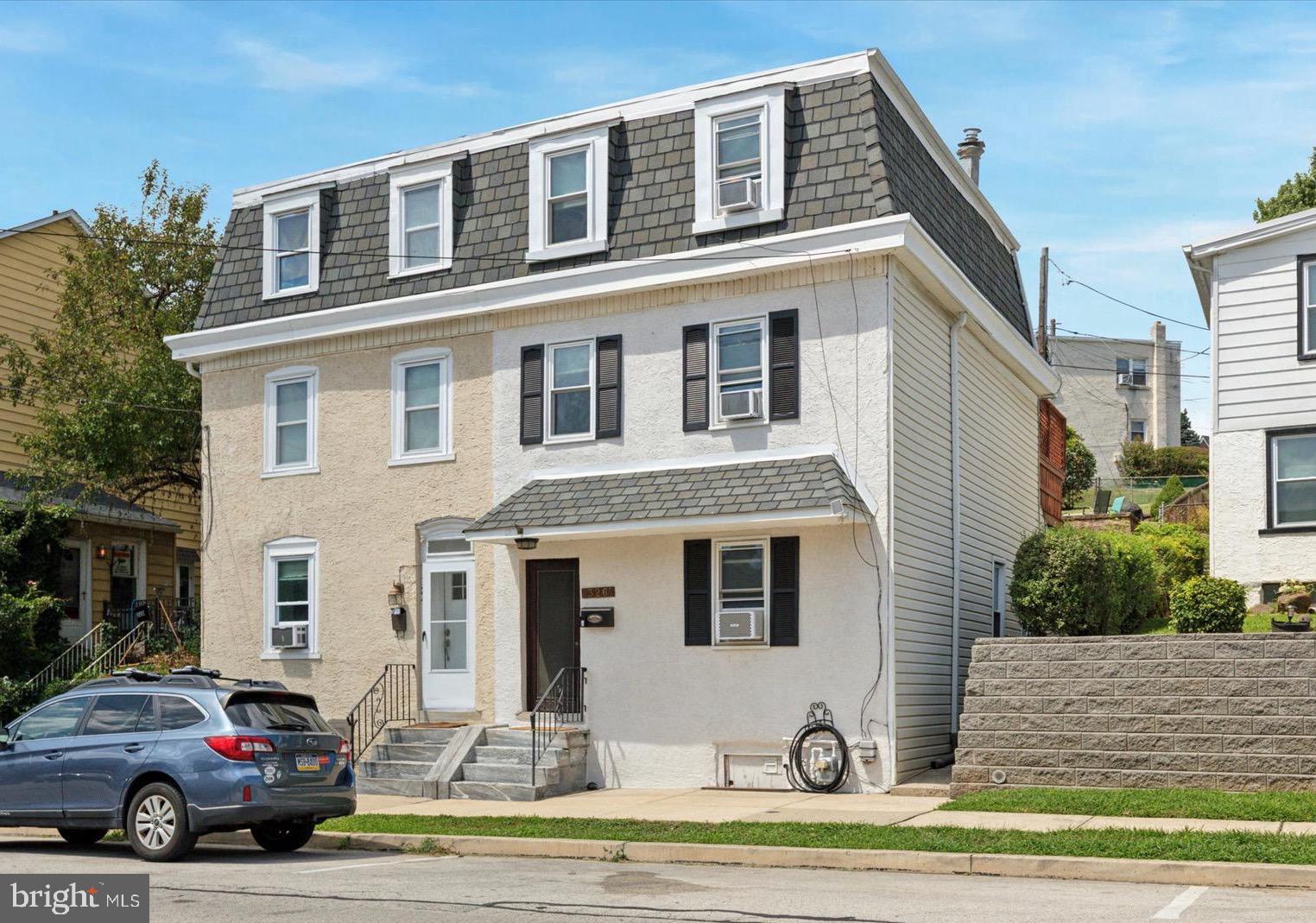 Welcome to this stately Conshohocken twin, with many recent valuable updates! This home exudes curb appeal with its freshly painted exterior & shutters, newer roof shingles, and new gutters & downspouts. Upon entering, you'll find a nice main floor layout with some stand-out features: Recessed lighting throughout, beautiful wood trim & deep window sills, built-in bookcases, and hardwood flooring. The kitchen is neutral & updated, with granite countertops, tumbled tile backsplash, and stainless steel appliances (Bosch dishwasher, gas cooking range). With plenty of counter space and cabinet storage, you'll have convenience in every day living plus a great space to entertain guests. The best part? Many valuable upgrades have already been done for you: Entire interior of home has been freshly painted,
Newer mansard roof - CertainTeed Highland Slate Shingles w/ Warranty (2017), New electrical service line (2022), Siding, concrete & deck powerwashed (2025), New aluminum gutters, leaf relief gutter guards, and downspouts. All carpets professionally cleaned (July 2025). Head upstairs to the 2nd floor where you'll find the Main Bedroom, updated bathroom, and an extra open space that could be used as an office, private lounge, etc. The spacious main bedroom features beautiful wood closet doors, ceiling fan, and plenty of room for your furniture. The bathroom is fresh & bright, with a modern vanity and tub/shower combo. Bonus: there are also laundry hookups conveniently located on the 2nd floor. The 3rd floor has two more bedrooms, giving a nice separation for privacy. The backyard is perfect for entertaining & relaxing...from the refreshed deck, to the terraced backyard, you'll enjoy beautiful views in a peaceful setting. All of this, in a fantastic Conshohocken location! Schedule a private tour today to see this fresh, well maintained home!