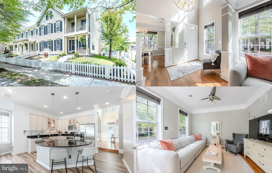 Beautiful colonial style end unit townhome that looks and feels like a single-family home in charming Belmont Greene. This home’s large premium corner lot features a fully fenced yard and backs to open green space. A rear Trex deck with an electric awning is perfect for outdoor dining, the spacious yard ideal for games, and the stone paver patio is perfect for enjoying sunsets and s'mores under the stars. ****** A dramatic two-story foyer with a beautiful, beaded chandelier welcomes you home as hardwood flooring flows into the formal living room with soft neutral designer paint and crisp crown molding. Opposite the foyer, the elegant dining room echoes these details and is accented by chair rail and another chic beaded chandelier adding refined style. Natural light fills the open concept gourmet kitchen and inviting family room. An oversized island with bar seating, stainless steel appliances, and abundant cabinetry with brand new herringbone backsplash provides a beautiful space for cooking and entertaining. The family room features a cozy gas fireplace surrounded by built-ins for decor and storage. A lovely powder room compliments the main level. ****** Upstairs, a dual entry door opens to the luxurious primary suite boasting a romantic gas fireplace surrounded by built ins, an expansive wall closet and walk-in closet, and a spa like bath with walk-in shower and soaking tub. Two additional spacious bedrooms share access to the hall bath, while a laundry closet with full sized washer and dryer on this level adds convenience. The uppermost level features a huge and versatile 4th bedroom with skylights, office space, a full bath, walk-in closet and storage space.  An attached rear loading two car garage provides plenty of room for all your outdoor activities and there is abundant storage throughout the home. Recent updates include:  Hot Water Heater (2019), Roof (2021), Washer and Dryer (2023), and Dishwasher (2023). ****** Belmont Greene welcomes you with tree lined streets, community ambiance, white picket fences and numerous open spaces throughout the community. Enjoy summers at the pool with beach entry, fountain and kiddie pool, community center, sand volleyball, tennis, and pickleball courts, tot lot, and playground. Walkable to the W&OD Trail which offers miles of scenic biking, running, and walking paths as well as Trailside Park. ****** Ideally located minutes from Historic Downtown Leesburg, One Loudoun shopping and dining, Silver Line Metro, International Dulles Airport, Inova Loudoun Hospital, and major commuter routes including Routes 7, 28, the Greenway and Dulles Toll Road. Convenient shopping Wegmans, Trader Joe’s, Costco and many other retail stores are a quick drive away. With thoughtful updates, an unbeatable location, and vibrant community amenities, 20333 Charter Oak Drive isn’t just a home—it’s your next chapter. Welcome Home!