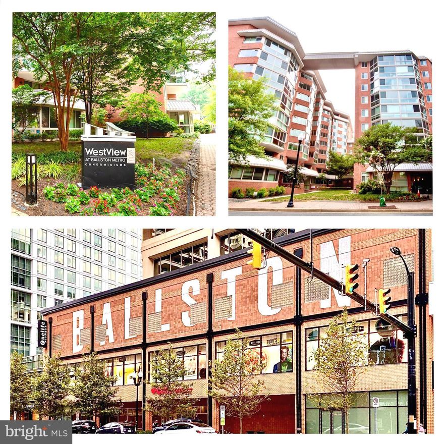 Live.  Work.  Play Ballston.  This bright, updated and upgraded turn-key 2-bedroom, 2-bathroom condo is conveniently located about 2-3 blocks from the Ballston Metro, Ballston Quarter, shopping, restaurants, parks, and route 66.  The highly sought-after Westview at Ballston is a luxury full-service building known for its friendly and helpful concierge service and amenity rich offerings such as a fitness center, business and work lounge, multiple community gathering spaces, rooftop pool, sundeck, grilling and entertaining area, electric car charging station, and car wash area.  
This unit features an open gourmet kitchen adorned with sleek stainless-steel appliances and granite kitchen countertops.  The large balcony allows for additional space for entertaining and the every morning cup of coffee or after work glass of wine.  Adding to the ambiance and comfort, the home was enriched by top-notch, eco-friendly laminate floors throughout, solid sturdy doors, and upgraded molding in 2016.  Integrated dimmable custom LED lighting serves as the perfect finishing touch. The primary bathroom has a tiled shower and upscale fixtures which were updated in 2017. Equally captivating is the guest bathroom, highlighting a stunning quartzite countertop, refreshed in 2020.  High ticket items are well within their life expectancy stage with the water heater being installed in 2016, a high-efficiency HVAC system in 2018, and the washer/dryer replaced in 2019.  Seamlessly concealed within the walls are CAT6, FIOS, and Audioquest speaker wires, poised to accommodate your envisioned speaker system. Other nice features that are practical and making living easier are the two walk-in closets, good storage space in unit (and potential to rent more in the building),  larger capacity washer and dryer, motorized blinds, Living Room tv wall fully reinforced for up to 75 inch wall hung tv, and the underground parking space #2054 which conveys with the sale.  Multiple walls were moved to extend floor space by an estimated 30 to 50 square feet