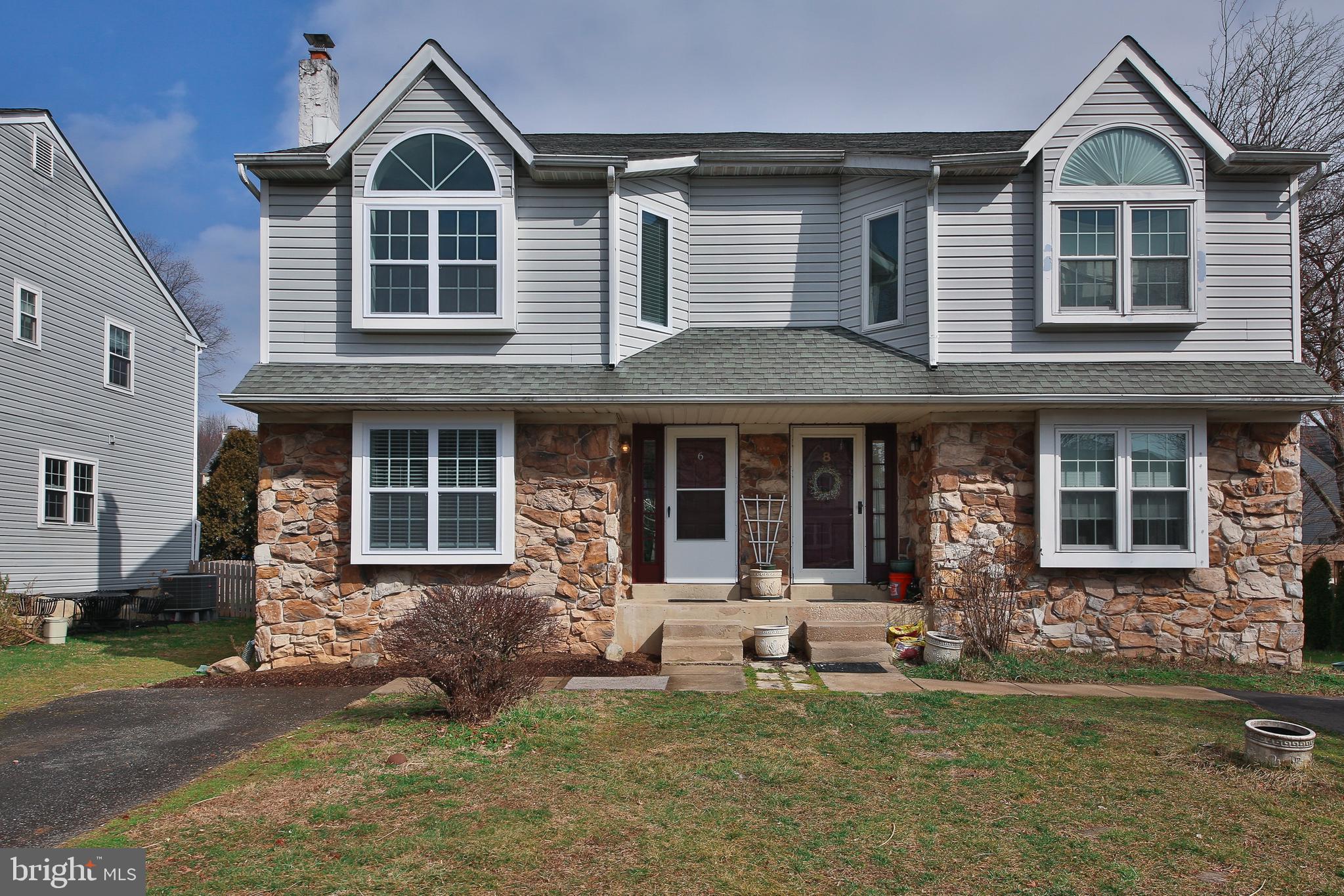 This fully renovated twin home in Doylestown Boro is ready for immediate occupancy and features brand new windows, flooring and is freshly painted. The first floor has durable laminate flooring throughout, which includes a living room, formal dining room, eat-in kitchen featuring granite countertops, and a powder room. Upstairs the primary bedroom has brand new neutral carpet, a vaulted ceiling, and a completely updated en-suite bathroom with oversized stall shower. Two more bedrooms, both with ceiling fans and brand new neutral carpet share the updated hall bath which has a tub/shower combo. The finished basement has neutral carpet and ample storage room. The rear deck is accessible via a new sliding door from the kitchen, and leads to the private back yard. This home has off-street, driveway parking, is conveniently located for entertainment, shopping, and dining in Doylestown Boro.