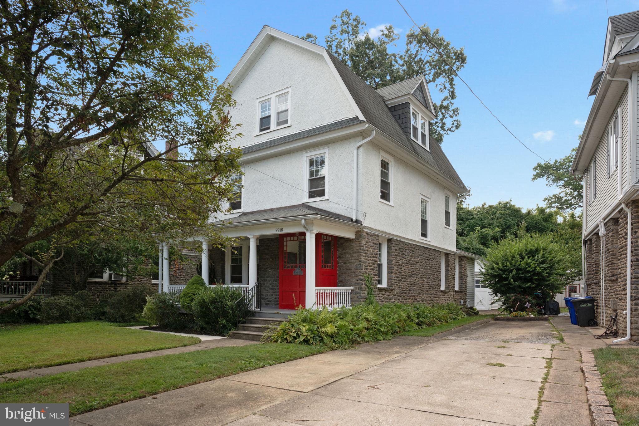 Located in the heart of Elkins Park, 7918 Park Avenue is a commuter's dream, only a 3-minute walk to the Elkins Park SEPTA station with service to Center City and the Philadelphia International Airport. Brimming with classic charm and everyday comfort, this inviting 6-bedroom, 2-bathroom home offers the flexibility and space you’ve been searching for. Sip your morning coffee or unwind with an evening cocktail on the large front porch while enjoying the idyllic neighborhood setting.
Step inside to a welcoming living area soaked with natural light and anchored by original hardwood floors. The stunning staircase immediately catches your eye, highlighting the home’s timeless character. The main level flows effortlessly from one spacious room to the next, including a large eat-in kitchen that’s perfect for hosting family gatherings, friendly get-togethers and holiday dinners. Just off the kitchen, a dining room currently used as a home office offers even more versatility to suit your lifestyle.
Take either the main staircase or the back stairs from the kitchen to the second floor, where you’ll find three comfortable bedrooms and a full bathroom. The third floor adds even more options, with three additional bedrooms and another full bath.
Out back, the yard offers a peaceful retreat from the daily hustle and bustle, and a one-car garage provides extra storage. Walking distance to local cafés, restaurants, shops, the library and green spaces like High School and Ogontz Parks, this home blends convenience, comfort and character in one ideal location.