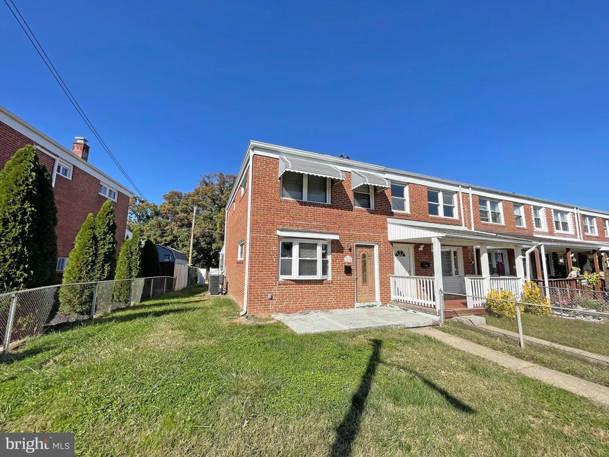 Recently updated 3 Bedrooms 1 Full Bathroom End of Group Townhome. Main floor features Kitchen with an access to Deck and a Back Yard, Living/Dining Combo. Unfinished basement is awaiting your ideas. Central AC System. Convenient location, close to I-695, shopping and restaurants.