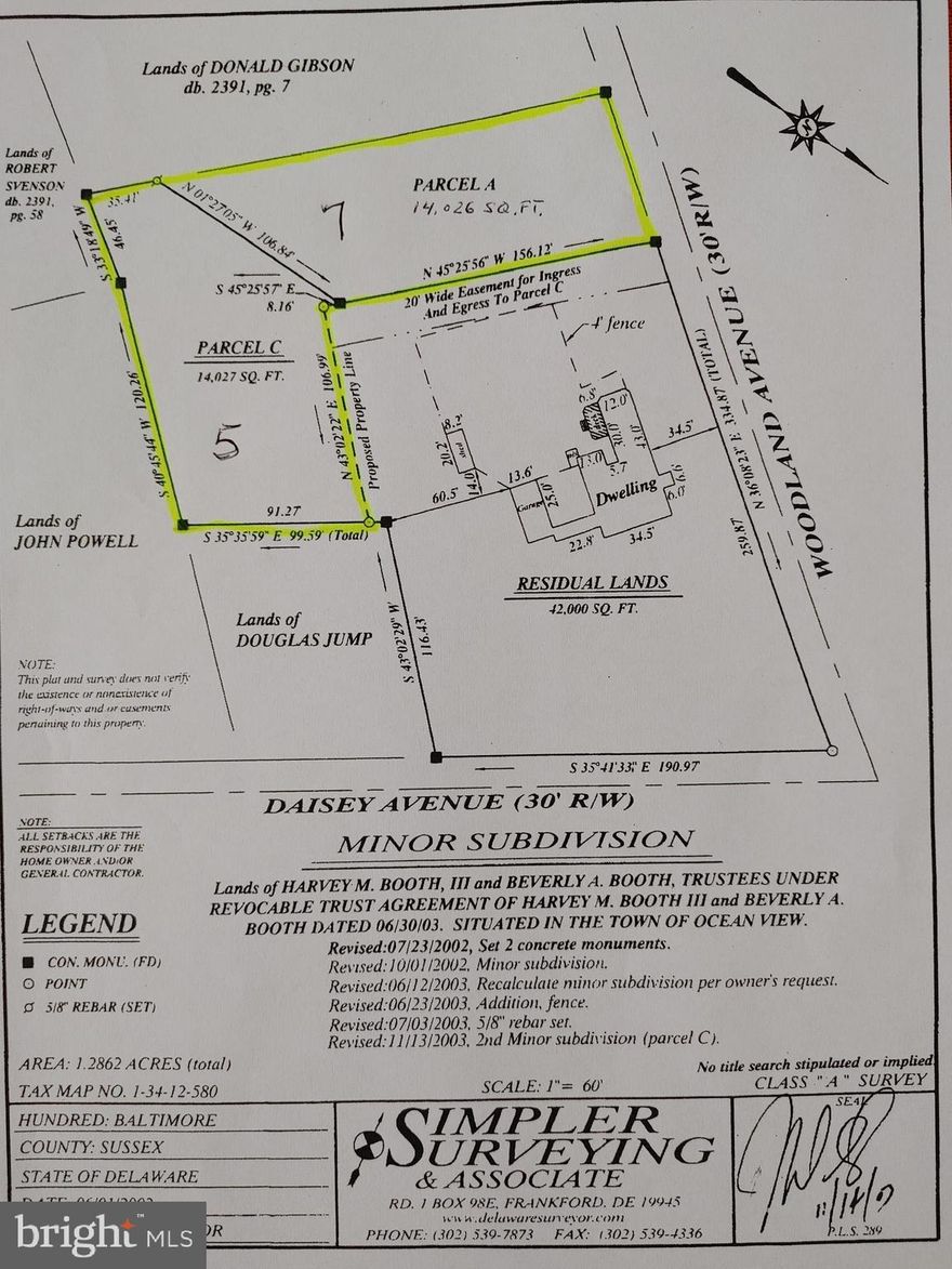 BACK ON THE MARKET!!  This is a GREAT OPPORTUNITY to own two adjoining buildable lots in the town of Ocean View.  Get two lots for one price!  Lots 5 and 7  are located close to the corner of Woodland  Avenue and Daisey Avenue in the historic part of  town.  There are many mature trees on the lots which adds to the charm and serenity of these parcels.  Build your dream house on one of the lots and keep the other as an investment, the possibilities are great.  All utility fees, impact fees and hook-up fees are the responsibility of the purchaser.