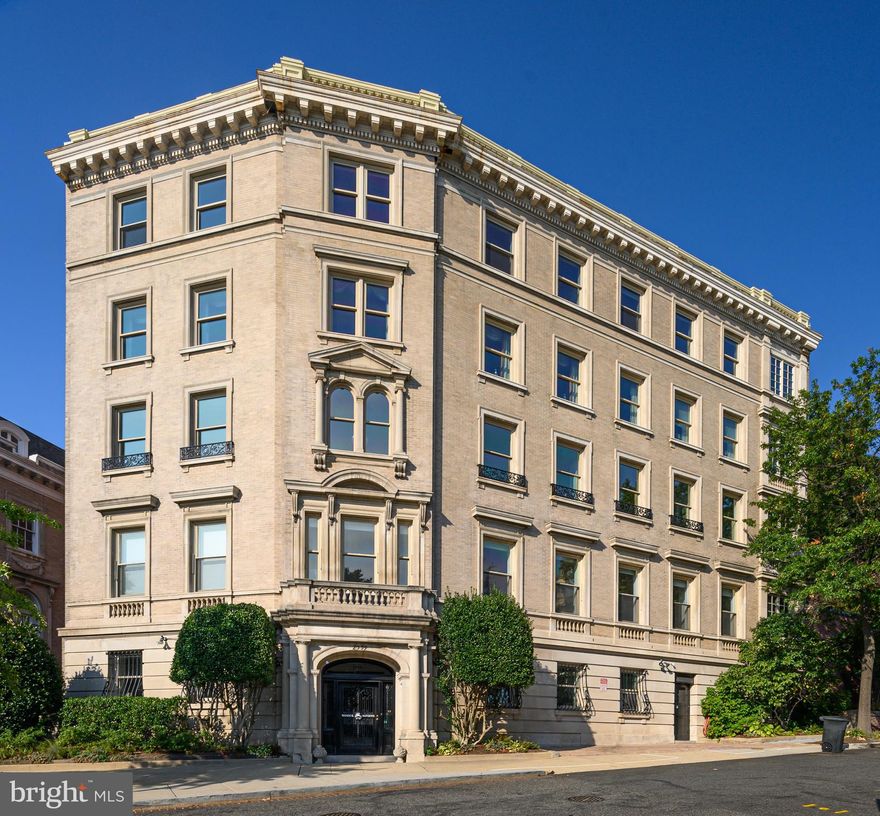 This is a once-in-a-lifetime opportunity to own the penthouse level 4,400sf (floor plan) home in the historic Wendell Mansions. With just four total residences in this boutique building, each one occupies an entire floor.  Once home to a Supreme Court Justice, a presidential candidate, various generals and Letitia Baldridge (Jackie Kennedy s social secretary), Wendell Mansions is regarded as one of the five best buildings from the golden age of Washington apartments, per the James Goode  book, Best Address. Apartment #4 has been completely re-built by its current owners, with the finest finishes, and won an architecture and design award for the work. The floor plan is very functional for entertaining and every day living, with the owner suite tucked away in a private wing, and the public rooms occupying their own side of the home. The owner suite features a large walk-in closet/dressing room, an enormous bath with a separate powder room, and a large bedroom. There is a spacious guest suite, plus two sun rooms/offices, a private library/bedroom, and a large office (could be a gym or 4th bedroom). There are two wood-burning fireplaces. It enjoys the best views, including a straight-ahead view of the Washington Monument, through its new windows. One unassigned parking space and one storage space convey. Pets allowed with board approval.