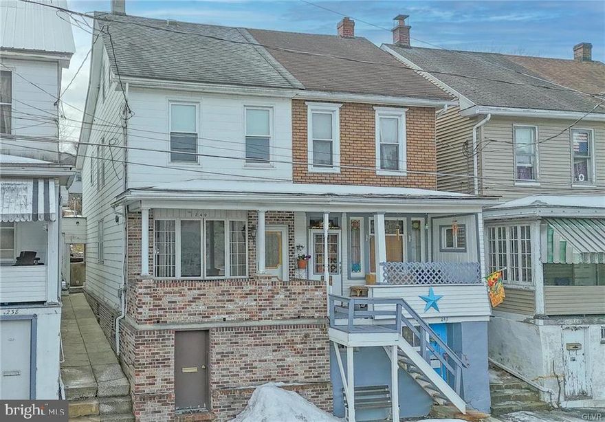 BACK ON MARKET. No fault of Seller. Lovely Coaldale twin is a marvelous canvas to make your home. Entering via a covered patio into the spacious, eat-in kitchen - which boasts large coat and pantry closets, the home flows effortlessly into a formal dining room and onto the living room with a large bow window facing wooded hills to the north. A covered front porch is a lovely outdoor living space and most attractive with its brick rails. The second floor offers a spacious bedroom to the rear with multiple closets and ceiling fan, as well as a full hall bath. To the front another bedroom accessed via a second-floor family room or home office with large closet which could easily be a fourth, pass-through bedroom. The third floor offers a third bedroom at over 200sf, ideal oasis! The basement, at 500sf, offers the home’s utilities and laundry facility, a water closet, and full-walk out capacity to the front of the home. The home's yard is fenced and ends with a detached one-car garage to the rear of the property! Excellent proximity to Route 209 and St. Lukes Miners Campus, location is a plus!