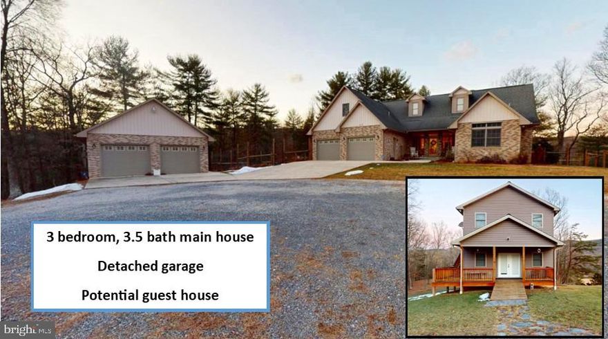 Mountain View surrounds this beautiful home which has it all and then some.  The home is immaculately kept with many extras.  The main level consists of 1 level living.  Primary Bedroom/Bath and then second full bath between the 2nd bedroom and office/den or possible 3rd bedroom.  The Separate Laundry room leads to the attached garage. Enter through the front door into the great room and the Easy flow throughout the home with its beautiful screened in porch in the back of the home which gives privacy and comfort.  The fenced  back yard and separate fenced garden area protects your pets, children and veggies.  Slide open the pocket door in the kitchen and there you will find a beautiful stone fireplace.  This room has many possibilities.  Den, Dining, Library, Office, Bar, guest room, the possibilities are endless.  This section of the home also has a main level 1/2 bath for convenience to the back yard or guest.  Take the stairs from this location and you will find even more living space.  There is a large open room, full bath and a hallway that overlooks the great room below leading to another private bedroom.  This could make a perfect guest room or another primary suite.  Step outside and take a short stroll to the beautiful 24'X50' additional structure which is currently being used as a quilting room on the upper floor, wood working on the main floor and storage in the lower level.  1st and 2nd floors have independent furnaces with heat pumps with propane backup built in 2020.  This structure being constructed on an adjoining lot could be converted to an additional living opportunity.  Additional upgrades are Leaf Filter gutter guards on the home and workshop, Radon system 2020 in the full unfinished basement, some new kitchen appliance in 2023, New hardwood flooring in 2 bedrooms in 2023, New siding on front of the home, window and door frames wrapped in vinyl in 2023 and new carpet in upper level in 2024.