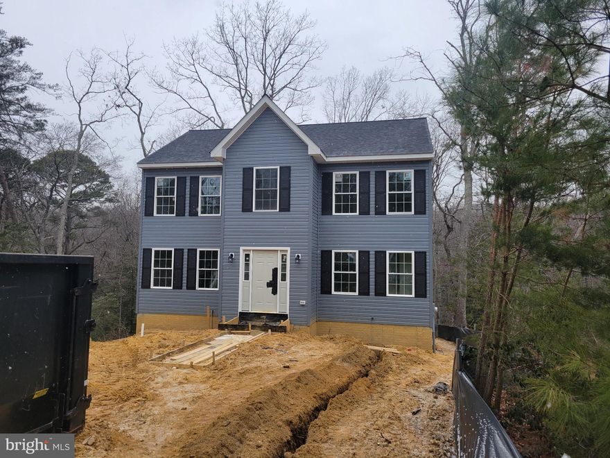 NEW CONSTRUCTION 3 BR Colonial single family home will be completed in March. Do not miss this opportunity to buy a BRAND NEW home in Chesapeake Ranch Estates. New homes in this private waterfront community are in high demand!! Located on quiet cul-de-sac. Modern open concept floor plan oversized laundry room. Bright kitchen with white cabinets, granite counters and separate pantry.  All stainless steel appliances. First floor half bathroom. Oversized Primary Suite with large walk-in closet, bathtub and shower. 2 additional bedrooms upstairs with separate bathroom. All bathrooms with upgraded granite counters. Quality plank vinyl flooring and plush carpet throughout home.  Full, unfinished basement. Close to Patuxent River Naval Air Station and an easy commute to Washington DC or Annapolis. Community amenities include sandy beaches, freshwater lake, airpark, campground, hiking trails, athletic fields, snow removal, community clubhouse and security. Lusby Town Center within mile of community offers nearby groceries, restaurants and shopping.