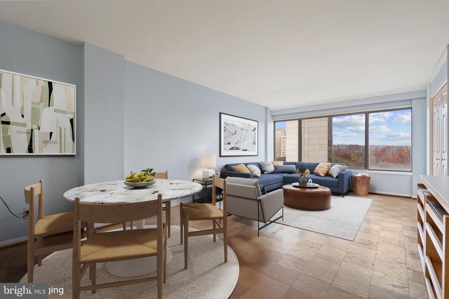 Welcome to Pavilion on the park! Enjoy stunning sunset views, and watch the seasons unfold! This unit gets abundant natural light great for house plants.  A new refrigerator was installed in 2024.  Resident amenities include a pool and deck with grills, a fitness center, sauna, and a party room. Pet Friendly Building. Pet owners will appreciate the dog park. Near walking trail just steps away from Holmes Run Trail and Ben Brennan Park.  The Holmes Run community garden is located across the street.  Additional conveniences include available parking, and a low condo fee that covers all utilities.  Near major commuter routes 395, 495, 95, this condo offers easy access to Old Town Alexandria. The nearby Landmark Mall development will be accessible.   Alexandria City has a brand new high school.  The Van Dorn Metro, located just 2 miles away, ensures a quick and easy commute to the Pentagon, Arlington, Tyson’s Corner, and Washington, DC. Public transportation.