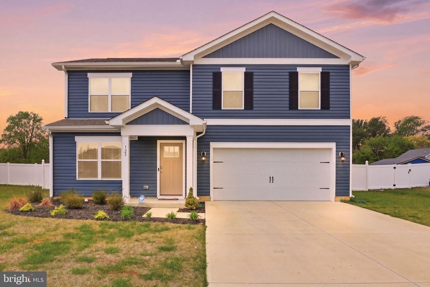 Welcome to Magnolia Estates, a beautiful community ideally located just 9 minutes from Dover Air Force Base and only 10 minutes from the hospital, offering both convenience and comfort.

This open concept two story home features 4 spacious bedrooms, 2.5 bathrooms, and a two car garage that has a bonus nook perfect for extra storage/workspace.

As you step inside, you are welcomed by a bright foyer that leads into a generous family room, creating a warm and inviting space for everyday living and entertaining. The family room flows seamlessly into the eat in kitchen, complete with ample cabinetry, granite countertops, stainless steel appliances, a pantry, and a peninsula island that overlooks the living area, perfect for staying connected with family and guests.

A large sliding glass door fills the space with natural light and provides easy access to the backyard, making indoor outdoor living effortless. Tucked just off the kitchen, you will find a convenient powder room and direct access to the garage.

Upstairs, the very spacious owner’s suite offers a private retreat with a dual vanity bathroom and a large walk in closet. Three additional well sized bedrooms provide plenty of room for family, guests, or a home office. A full hall bathroom, linen closet, and a second floor laundry room add to the home’s thoughtful layout and everyday convenience.

Step outside to enjoy the large, fully fenced backyard, already in place and saving you thousands, perfect for pets, play, or entertaining.