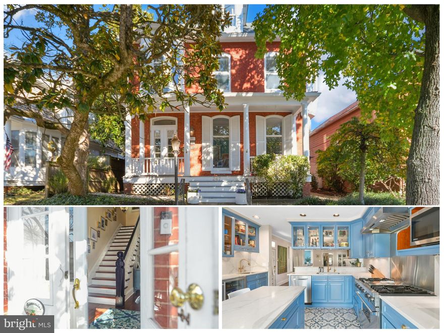 Welcome to this beautifully updated circa-1900 single-family home, just footsteps from Baker Park and Downtown Frederick. From the moment you arrive, the charming front porch invites you to slow down, sip your morning coffee, and take in the tree-lined surroundings.
Set on a rare parcel with expansive green space, this home blends historic character with modern comfort. Inside, you’ll find 10+ ft ceilings, pocket doors, and floor-to-ceiling windows that fill the home with natural light. The spacious family room features a gas fireplace and built-in bookshelves, creating the perfect spot to gather.
The renovated kitchen is a chef’s dream with commercial-grade appliances (Viking range & GE Monogram), quartz countertops, stylish glass-front cabinets, and a second prep sink. The dining room, complete with a second fireplace (gas line roughed-in), offers warmth and elegance for everyday meals or entertaining.
Upstairs, the primary suite includes a large walk-in closet and convenient laundry. Two additional bedrooms open to a screened sleeping porch, ideal for relaxing evenings. The third level features two more bedrooms and a full bath, offering flexible space for guests, an office, or hobbies — plus ample storage.
Step outside to your private backyard oasis, featuring low-maintenance turf, a saltwater pool, and a covered porch on the lower level perfect for shaded lounging or outdoor dining. The yard is fully fenced and includes off-street parking for two on a concrete pad.
This timeless Frederick gem perfectly combines historic architecture, thoughtful updates, and an unbeatable location — just steps from all that downtown has to offer.