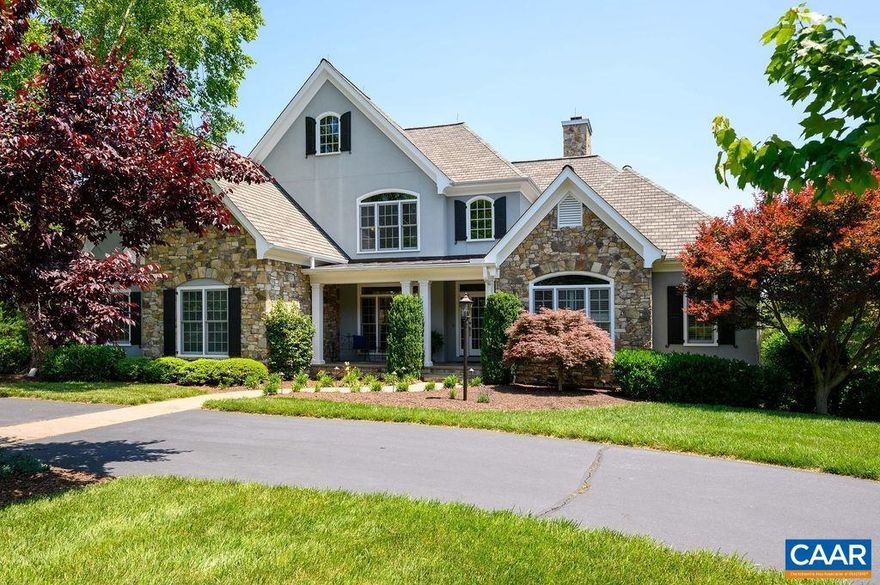 Elegant & impeccably-maintained stucco & stone custom home on the market for the first time in The Rocks, popular for its pastoral beauty, award-winning schools & unbeatable convenience. Privately tucked in the back of the neighborhood, this home's peaceful location offers glorious mountain views, cultivated mature landscaping, lush lawns & even a picturesque walk through the woods to a small creek. Premium finishes, abundant natural light, soaring ceilings & a perfectly designed, open floor plan combine to create a fresh, sophisticated home, ideal for easy living & entertaining. Highlights include: main level primary suite w/sitting area, luxurious bath & custom closet, true chef's kitchen w/huge granite island, Fisher/Paykel dw drawers, double sinks, wine ref. & beautiful custom cabinets w/ storage galore! Handsome cherry home office, delightful screened porch plus a fabulous terrace level w/ family rm, game rm, kitchenette & 1400+ sq. ft. of unfin. space for storage or future expansion. Firefly reports high-speed fiber internet is on the way! Don't miss this incredible offering in one of Ivy's most sought-after neighborhoods.,Cherry Cabinets,Glass Front Cabinets,Granite Counter,Fireplace in Family Room,Fireplace in Great Room,Fireplace in Living Room