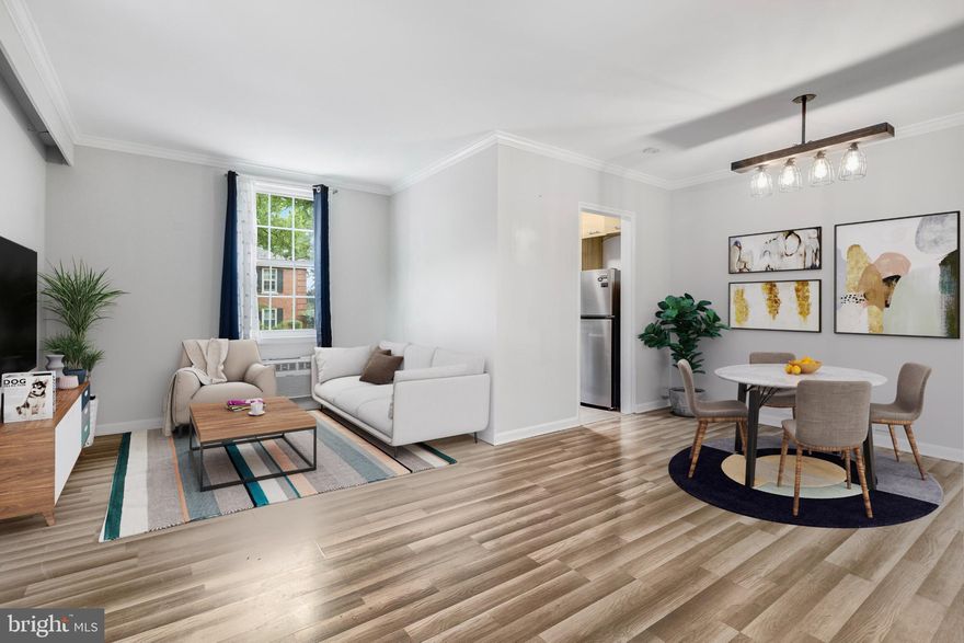 Discover the charm of this beautifully renovated 1-bedroom, 1-bathroom condo in the heart of Arlington Oaks. Originally built in 1940, this home underwent a major renovation in 2017, blending classic Colonial architecture with modern comforts. The inviting laminated flooring flows throughout, creating a warm and welcoming atmosphere. Enjoy the convenience of in-unit laundry with a washer and dryer combo included (no need to obtain permit from HOA), making everyday tasks a breeze. The well-maintained community offers amenities such as a fitness center and a community center, perfect for social gatherings or staying active. Nestled in a vibrant neighborhood, residents benefit from nearby shopping & restaurants, providing ample green space for relaxation and recreation. The local community is known for its friendly atmosphere and accessibility to essential public services. Excellent schools are within reach, ensuring quality education options for all. With off-street parking for 2 vehicles, this condo combines comfort and convenience. The association fee covers lawn maintenance and management, allowing you to enjoy a hassle-free lifestyle. This property is not just a home; it's a gateway to a thriving community where you can create lasting memories. Experience the perfect blend of comfort, convenience, and community in Arlington Oaks.  Pets OK w/add'l deposit $300; monthly pet rent $45; max 1 pet under 50lbs allowed per HOA.