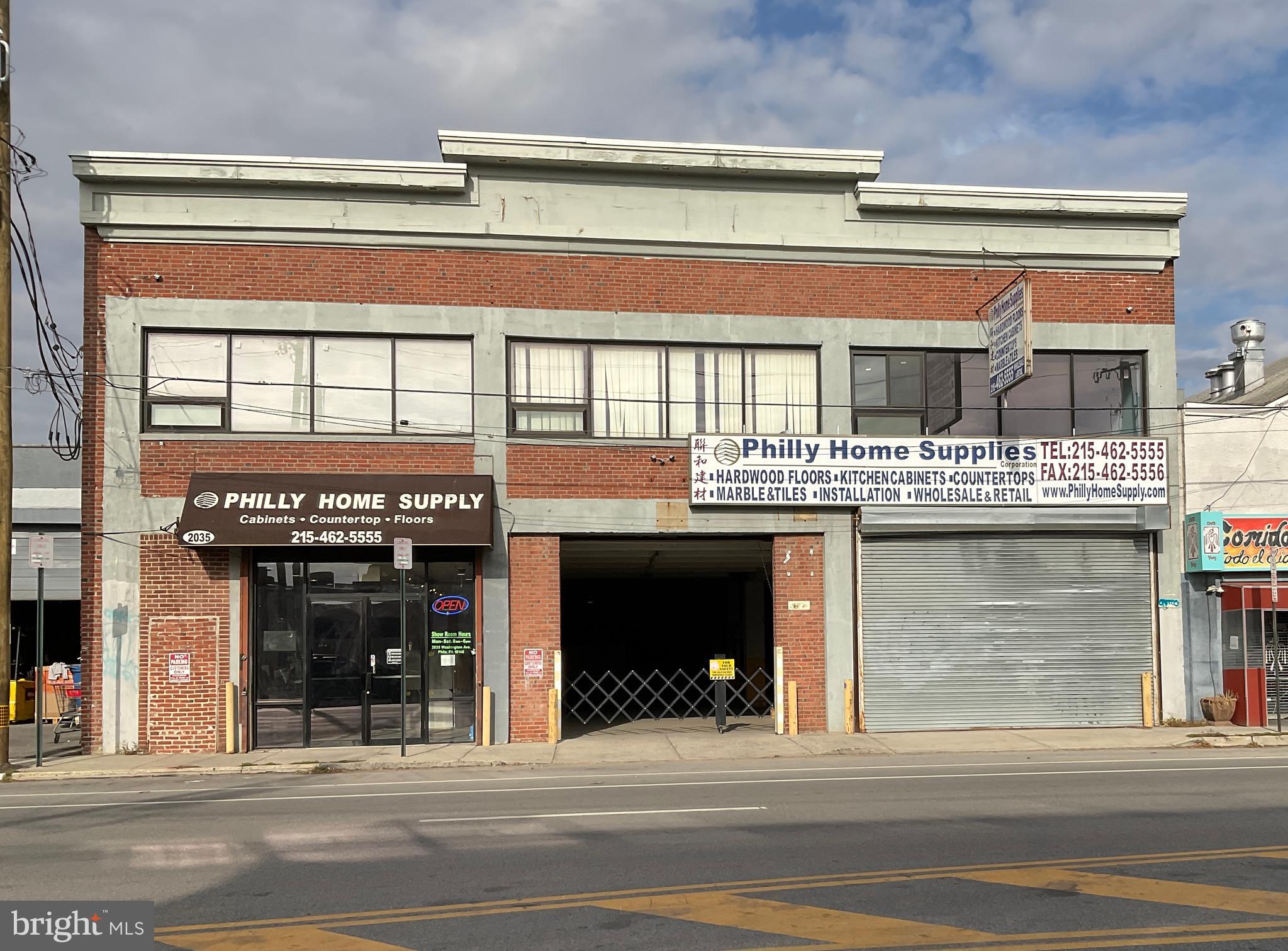 This property has a total of +/-27,600 sqft on two floors with an unlimited number of uses. It is zoned
industrial and currently being use for manufacturing and a warehouse. There's a showroom, a second floor office, an employee room and a warehouse area. The property has two 12'x12' electric overhead doors at the front entrance on Washington Street and a 9' x 12' overhead door at the rear of the building on Kimball Street. There's also a large working freight elevator in the warehouse area. The building is conveniently located on one of Philadelphia's busiest commercial corridor and near major highways.