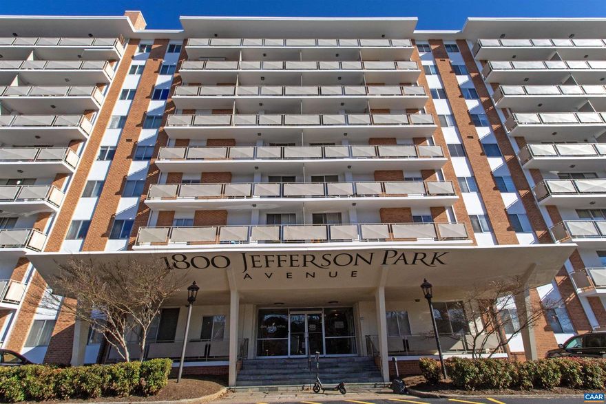 Sought-after 2/1 Renovated Jefferson Park Ave condo in fabulous central Charlottesville! Walkable to UVA Medical School, UVA Engineering, Central Grounds & The Corner Shops/Restaurants. Renovations include all new designer paint, carpets, maple kitchen, storage, tile floors, new bathroom sinks, new HVAC with warranty. Spacious open kitchen and family room with views of the pool and mountains from a private balcony. Two bedrooms with large closets. Tons of built-in storage space in the hallway and full washer and dryer in the unit. Third floor of the high rise with elevator access. A bus stop is right next door. Parking is $40/year, off street. Swimming pool, laundry facilities are included in building amenities. Community pool, trash pickup, sewage, and water,Granite Counter,Wood Cabinets
