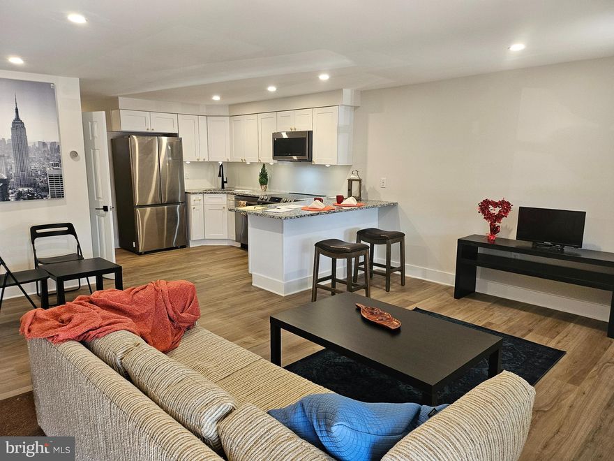 Phoenixville walk to ! Freshly renovated townhouse with no association fees and close to everything Phoenixville offers. This home has been meticulously rebuilt with modern living in mind. It features a brand-new open kitchen with stainless steel appliances, granite countertops, with four seats at the counter, all connected to the living area with a pantry and interior access to the basement. The rear on first floor has one bedroom and a full bath with step-in shower and laundry ready for a full-size washer dryer. The front of the home boasts large cement-covered porch and the back a cement patio. The upstairs has been reconfigured with two full bedrooms and a brand-new bathroom with a tile floor and tub. The main bedroom has direct access to the full bath. The three organized large closets offer great storage. This home has been completely rewired, with all new plumbing, drywall, lighting throughout, don't forget all new flooring, carpet, and paint. Additionally, there is a new shingle roof and the flat roofs have been freshly coated. This home is ready for its next chapter. A one year APHW home warranty included for peace of mind. Conventional loan with 10% down is 2500.00 a month which is better than paying RENT! Check it out today! Listing agent is the seller.