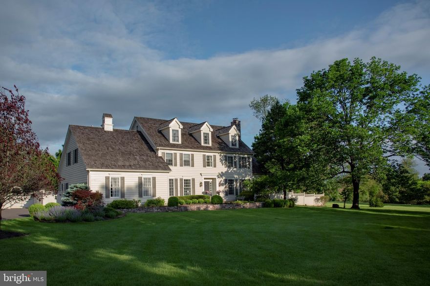 Nestled in Solebury Township in the exclusive neighborhood of Laurel Ridge, this impressive Estate  home sits on a meticulously manicured 2.12 acre parcel.  Enter down a long drive which features ample parking for guests. Enjoy the beautiful gardens and walkways surrounding the property.  This home features 3 levels of living space plus an additional finished basement. The first level encompasses a dramatic 2 story foyer,  formal living room with a wood burning fireplace, pocket doors to access the family room and French door to the Conservatory. This large room features walls of windows with amazing views, tile flooring and atrium doors to a flagstone patio. Adjacent is the spacious family room with wood burning fireplace with a Mercer Tile surround, large bay window with fantastic views of the rear grounds and in ground pool!  The gourmet kitchen features raised panel cabinetry, large center island / breakfast bar with 4 burner KitchenAid cooktop.  Fully equipped with premium appliances, granite countertops, pantry and a Butler Door to the formal dining room. The sun drenched 2 story breakfast / morning room features an impressive  floor to ceiling stone fireplace, convenient back staircase, atrium doors to a custom flagstone patio and tremendous views of the rear grounds.  Laundry room, 2 powder rooms and access to the 2 car side entry garage complete the 1st floor living area. Above are 4 spacious bedrooms including the  Master Suite with fireplace, sitting room, 2 large walk in closets and luxurious private bath! Bedroom 2 will access the hall bath and bedrooms 3 and 4 / office access a shared bath. Bedroom 4 is now used as an office. This room features a volume ceiling, ceiling fan and wall to wall built ins and can easily be converted back to a bedroom. The 3rd level features bedroom 5 with full bath and plenty of closet space. Below is a full finished basement with Berber carpeting, Bilco Doors, transfer box for portable generator (negotiable), central vac, humidifier, 275 gallon oil tank and water softener.  The grounds feature professional landscaping, mature trees, custom walk ways and patios allowing you to enjoy the in ground pool in this peaceful setting!