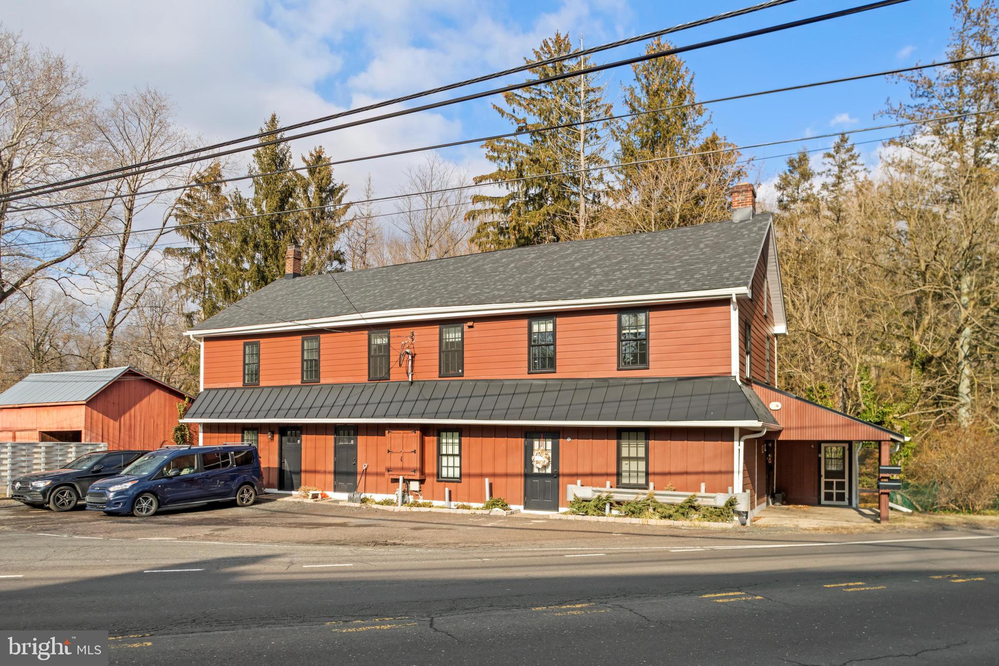 Lovely, updated 2 bedroom apartment located in the historic (circa 1850) Barret Blacksmith and Wheelwright Shop, here is an opportunity to rent in a character filled property. With approximately 700 sq ft, this recently updated apartment offers a well appointed eat in kitchen with SS appliances and granite countertops, undermount sink, built in microwave, new range and dishwasher along with recessed lighting, offering lots of room to prepare a feast. Luxury vinyl plank flooring flows throughout the apartment and means easy cleaning, and the plentiful windows allow for lots of natural light. A large living room provides plenty of space to spread out and relax at the end of the day. The 2 bedrooms share a bath updated with a tub/shower combo, along with new lighting, toilet and sink/vanity. Recessed lighting found in all of the rooms means you never need to work in shadow. There is a laundry room with coin operated washer and dryer located on the main level for tenants to share.
This unit is one of 4 located in this unique building, and is on the 2nd floor accessed by a private staircase. Private parking for 1 car. Convenient location just outside of Doylestown and close to area shops and restaurants. Call for your private tour today!