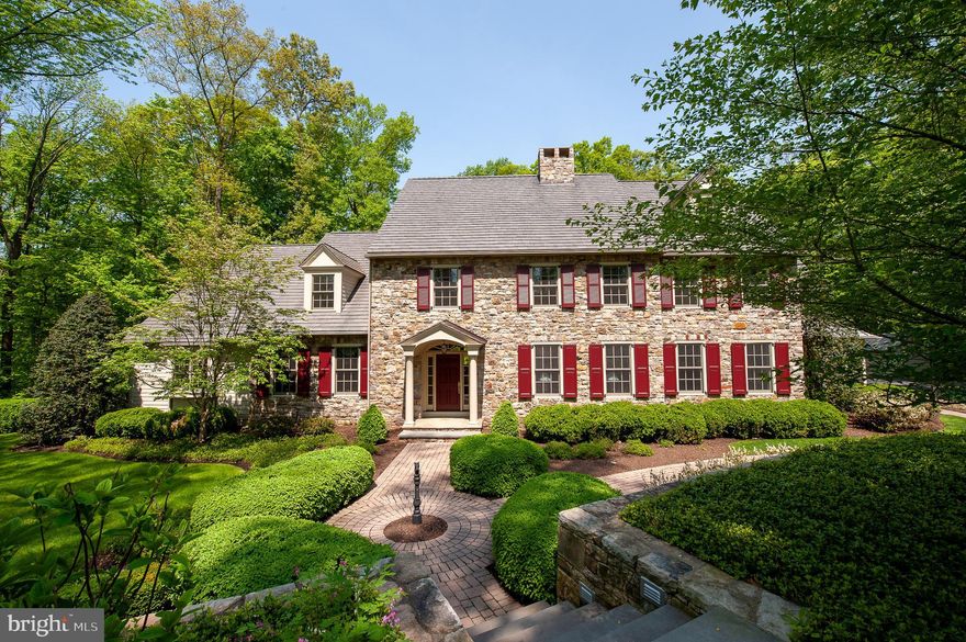 A stunning Bucks County home with old world charms and the convenience of modern amenities.  This private wooded estate is quietly nestled away on ten acres of ground.  A first floor master bedroom with matching closets, spacious bath, and a private sitting room complete with fireplace.  Modern kitchen with a grand stone fireplace, private eating area, with adjacent butler's pantry and stunning formal dining room.  A grand formal entryway which flows seamlessly into a stone face central living room with an offset wood detailed private office and drawing room.  The main spiral staircase connects all floors of this lovely home.  Spacious hallways with beautiful wood floors and lush carpets serving many bedrooms, sewing room, second floor laundry, and baths.  End hall traditional staircase provides easy access from all floors.  The workmanship and attention to detail cannot be overstated.  The lower level features a professional quality audio room with in home theater and projector.  It was painstakingly designed to provide both peak acoustic quality and individual comfort.  Walk out access from both the first floor and lower level to the rear manicured patio and flower beds.  All utilities in the home are magnificently maintained and are of the best possible quality.  The home offers spotless climate controlled garage space for six vehicles.  Private gate access to the property with a carefully hidden fence line.  Built with the utmost care by acclaimed area home builder Richard Zaveta.  Please enjoy our cutting edge video presentation and three dimensional rendering of the property.  All features and measurements are available for view with our embedded digital renderings.  Inquire today and experience the possibilities of this unique home.