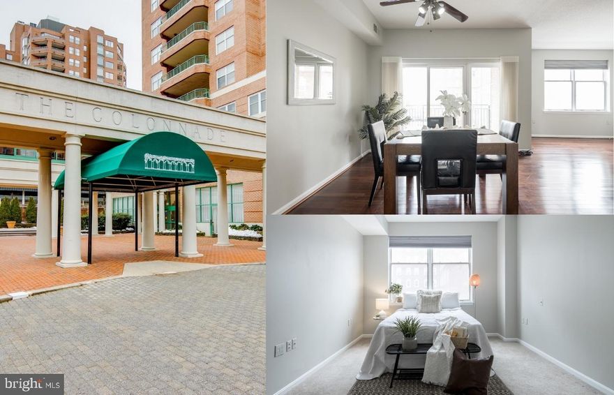 Charming condo in the heart of the stunning Tuscany Canterbury neighborhood! This gorgeous property features an open, bright, and sunny living space along with a large balcony. Enjoy the gleaming hardwood floors and bright kitchen with generous cabinet space, built-in shelving, and a bonus workspace with space for a desk. The spacious dining and living area are perfect for having friends and family spend time together. The primary bedroom is a relaxing retreat, featuring two large light filled windows and closet space. The en suite primary bathroom has marble floors and counters along with a soaking tub, standing shower, plenty of vanity space, and walk in closet. Enjoy a book and cup of tea on the lovely balcony and bask in Baltimore's beautiful spring weather! This unit includes one deeded parking space and a separate storage area, and the Colonnade's building amenities include a front desk, doorman, and fitness center. This sweet location is tucked in right next to some of Bmore's best restaurants (the Ambassador Dining Room, Cypriana, and One World Cafe are fantastic!), walking trails and a dog park at Wyman Park, and the Hopkins Homewood Campus. This condo is beautiful, easy living and ready for you!