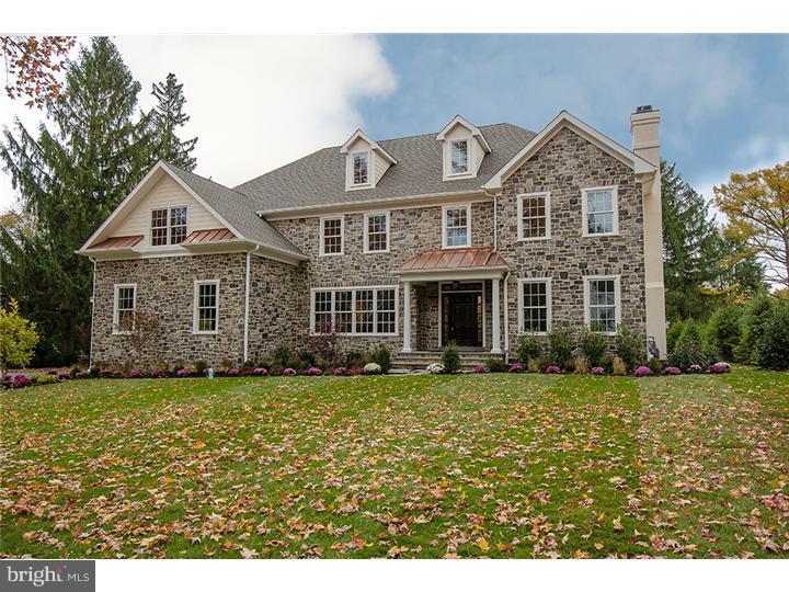 Staged New Construction ready for Immediate Delivery! This fantastic custom home proudly boasts of 5 Bedrooms, 4 full + 2 half baths and a 3 car garage with arched wood carriage style overhead garage doors in the premier Lower Merion School District. The custom designed home is the 1st of a 2 lot subdivision and blends a desirable open Kitchen/Breakfast/Family living area with complete southern exposure and a traditional Main Line colonial floor plan. Pennsylvania Mica stone adorns the front while durable Hardiplank wood grained siding complements the established neighborhood of this "walk-to-town" Gladwyne cul-de-sac location. Extensive new landscaping and bluestone patios add to the mature trees found on this spacious level lot. The sophisticated Kitchen includes: a tasteful design featuring Sub Zero, Wolf and Bosch appliances; a Butler's Pantry with a wet bar and beverage refrigeration; Walk-in Pantry; farm sink; tumbled marble backsplash; and low voltage cabinet lighting; The elegant custom millwork includes: arched openings; custom wainscoting and mantles; a Family Entry bench with cubbies; and grand crown moldings, casing and baseboard. The exquisite Master suite provides for both elegance and comfort. Here you will find: a grand bedroom with coffered ceiling overlooking the rear yard; Dual Master Vanities flanked by drawers; a Clawfoot soaking tub with classic telephone style brass faucet; spacious walk-in shower with a Victorian style exposed thermostatic valve control, oversized shower head and handle spray; His and Her closets with built in shelving and cabinetry; and a private linen closet. The elegance of the home is complemented by quality of its construction. A three zone HVAC system is used with two 90% Heaters and 13 SEER condensing units. PEX manifold system supply lines ensure convenience and pressure; Hybrid Icynene and fiberglass insulation ensures a tighter house with an R-25 efficiency rating in the walls and R30-38 in the framed, unfinished third floor. The large lower level has 9' high concrete walls wrapped with R-11 insulation blankets. Minutes to highways, Center City and major employment centers.