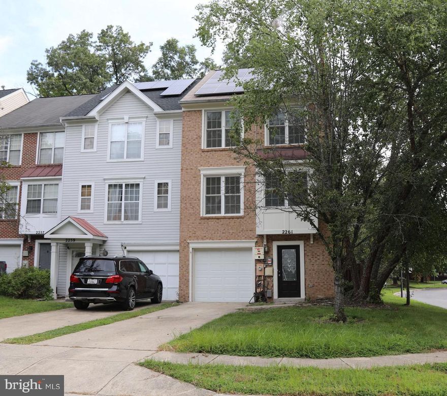 Great brick end unit home with garage with close to 1800 sq. feet of living space. Front kitchen and breakfast area with bay window, open floor plan, new paint, 2 large master suites with private baths, large deck with fenced backyard and stone patio.  Lower Level Den/Office possible 3rd Bedroom.
This home has solar!  Save on your energy bills!
Centrally located and close to Ft. Meade, NSA, Baltimore, Annapolis and DC.