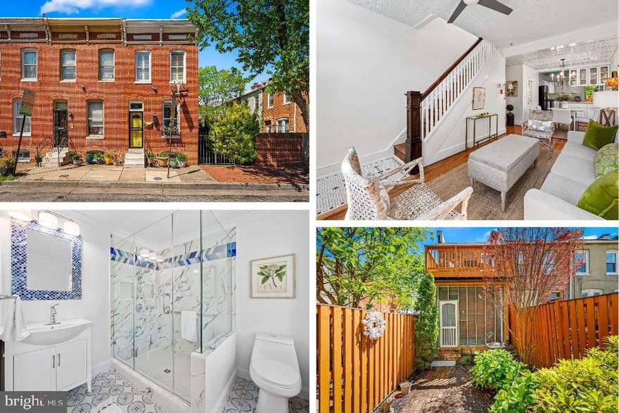 OPEN HOUSE CANCELLED TODAT SAT.  Fall in Love with This Charming End-of-Group Townhome in Barre Circle! This freshly painted two-bedroom, one-and-a-half-bath end-of-group townhome is full of character and thoughtful updates. Enjoy hardwood floors throughout, a newly added main-level half bath, and a gorgeous primary bathroom renovated in 2024—it’s sure to impress! Step outside and soak up the charm of your screened-in back porch or sip your morning coffee on the second-level balcony overlooking the park. You’ll love the adorable yard, perfect for relaxing or entertaining. The updated kitchen features granite countertops, glass-front decorative cabinets, a stylish tile backsplash, and even the original tin ceiling—a true blend of modern touches and historic charm. Additional perks include: newer air-conditioning (4 years old), roof replaced 4.5 years ago, all copper plumbing, convenient alley access for trash storage—no unsightly bins in front of your home! Don't miss this rare opportunity to own a beautiful, character-filled home in one of Baltimore’s most charming neighborhoods! Make an appointment today!