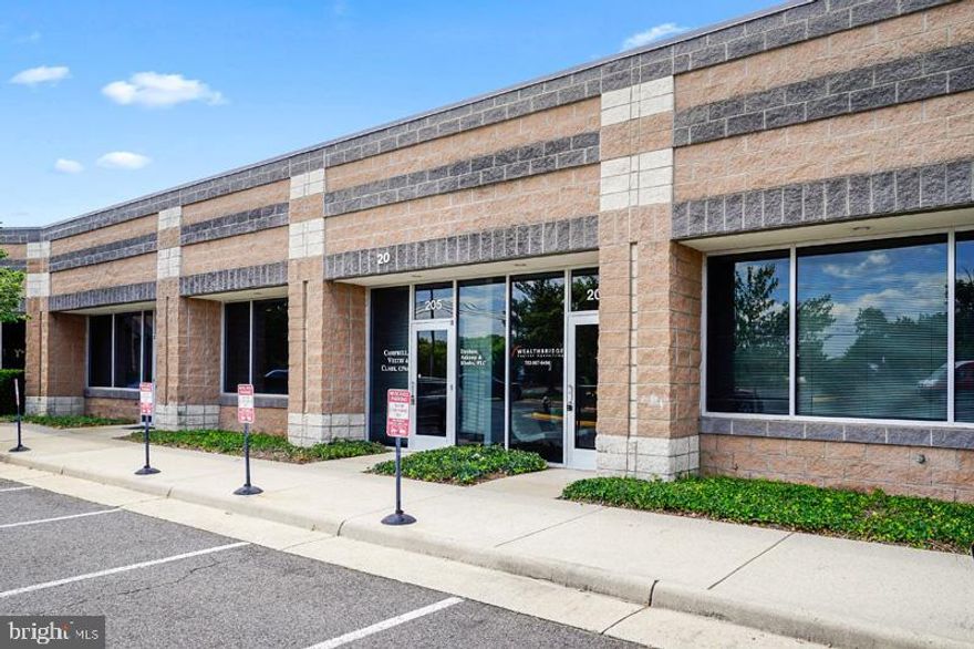 Units 204 and 205 being sold together as one unit. Main level office space including multiple offices of varying sizes, multiple kitchens, multiple baths, exercise room with a shower, reception areas and plenty of storage. There are three conference rooms, plenty of natural light and ample parking right out front.
The location of the business park is close to the Wegmans shopping center and the immediate area offers a large number of restaurants and shopping options. Close proximity to Rt 66, Rt 50 and Rt 28 in the heart of Chantilly.
Come and explore this versatile workspace.