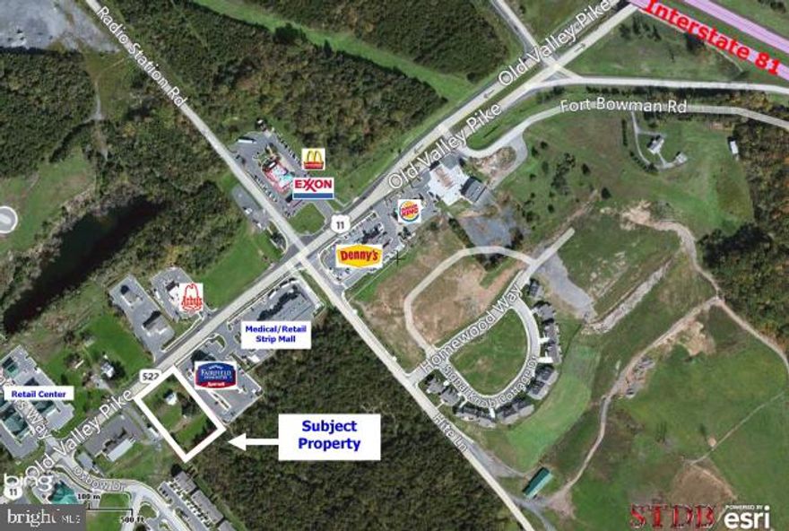 Almost 1.25+ Acres Commercial Zoning,  just off the busy I-81, next to the Marriott hotel, in the busy city of Strasburg corridor, including all chain of restaurants and businesses.   High traffic count and visibility from the exit.   3 LVL brk house in excellent condition can be rent it for income.  Excellent parcel and perfect for all kinds of commercial uses. **Value on the land**Zoned General Commerical**