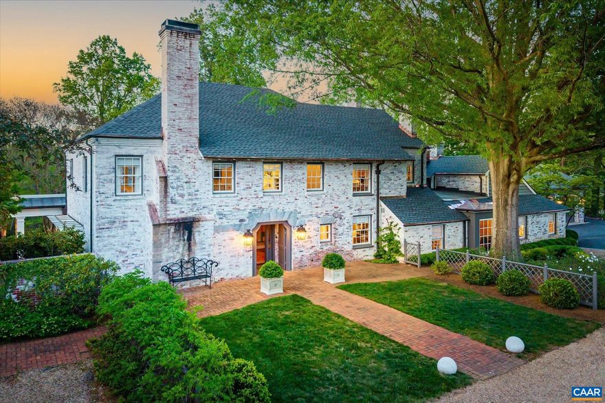 Tucked at the end of a private drive and adjacent to Farmington?s golf course, this exceptional six-bedroom estate offers a rare opportunity in one of the Mid-Atlantic?s most coveted neighborhoods. Completely reimagined and expanded in 2018, the home is turn-key and impeccably appointed, featuring a professionally curated interior, a seamless blend of expansive and intimate living spaces, a dream kitchen with Calacatta Gold countertops, custom millwork, an elevator, and en-suite bedrooms on every level. Outdoors, relax or formally entertain on the covered patio, enjoy the charming pool, and take in the thoughtfully lit, meticulously landscaped grounds?all offering surprising seclusion. A two-bay garage with a dedicated golf cart bay, whole-house generator, and refined finishes throughout complete this remarkable offering. Just a stone?s throw from nationally ranked Farmington Country Club, this residence effortlessly combines luxury, serenity, and sophistication.,Marble Counter,White Cabinets,Exterior Fireplace,Fireplace in Home Office,Fireplace in Living Room