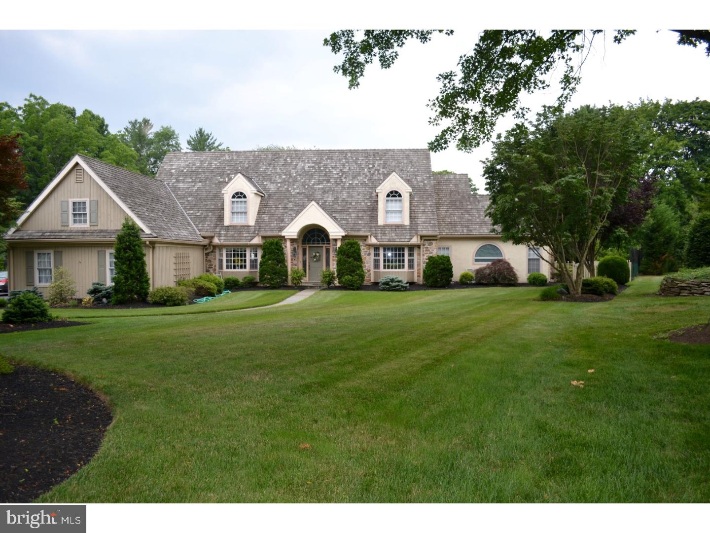 Impeccably maintained custom Cape with FIRST FLOOR MASTER BEDROOM. On a professionally landscaped acre lot. At the end of a cul-sac with 10 custom homes. The perfect house for entertaining!Open floor plan, huge deck with Pergola overlooks heated pool,hot tub, pool house w/powder room,sink,cabinets,seating area,storage space,remote awning for shade,outside shower. Formal 2 story entry,pocket doors to office/den w/bay window,crown molding,speakers,double closet. Great Room has vaulted ceilings,2 sets of double doors to deck,floor to ceiling stone gas/wood fireplace w/wood mantle, skylights, wet bar, wine rack, built in cabinets and book shelves. Custom Kitchen with no expense spared! Granite counters,hardwood floors,recessed lighting,skylights,ceiling fan w/light,picture window overlooks back yard, soft close drawers,pull-out shelves,pantry closet,stainless appliances,double sink, 5 burner Wolf gas stove top with down draft vent to outside,double wall oven,island with plenty of counter & storage space,built-in cherry hutch w/granite top, lighting and storage. Sun Room has 9 windows, vaulted ceiling,fan,new carpet,door to back yard. Double door lead into the First Floor Master Bedroom Suite, gas fireplace w/tile surround,vaulted ceiling 2 custom walk-in closets, French door to another deck off bedroom, tiled floor in bath w/new cherry cabinets & corian counters, 2 separate sides with lots of counter and cabinet space,recessed lighting,stall shower w/floor to ceiling tile,frameless door,built-in shelves,separate toilet room,jacuzzi tub w/tile surround and big window over tub,skylight. Laundry Room has tile floor, 2 large closets, sink,cabinets and storage space,leads to 2 car attached garage with more closets. Powder Room. Second Floor: Bedroom suite w/walk-in closet, full bathroom with 2 closets, window seat w/cedar storage below, tile floor, tub, separate stall shower. NOTE: 4TH Bedroom is through this room and has heat,A/C, carpeted & closet. Bedroom suite w/dressing area,walk-in closet,cedar closet,Full bathroom w/stall shower, tiled. Basement is divided into 3 separate huge areas, finished, powder room,utility sink,storage room,loads of closet space. 2 zone heating,alarm,whole house generator,cedar shake roof,hardwood floors,pool house,fenced yard. See attached page of improvements & quick facts. This is just a small sampling of this house...you have to see to appreciate all the beauty. Move in just in time to enjoy your summer pool parties.