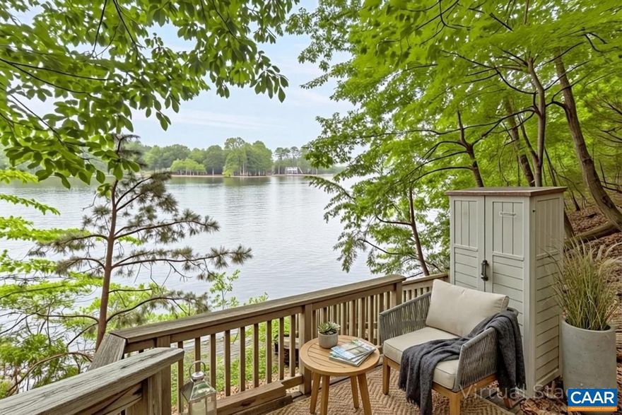 Nature Lovers Dream Opportunity-Tucked away at the end of a quiet cul-de-sac, this rare 1.8-acre property offers unmatched wooded privacy and over 550 feet of pristine waterfront on Lake Monticello, affording the opportunity to enjoy some of the most sweeping views of the lake. Surrounded by mature trees, the setting is peaceful and secluded, ideal for nature lovers seeking a private retreat. As you enter the home through the vaulted entryway, you?re welcomed by an open, airy layout that blends beautifully with the natural surroundings. The spacious kitchen is perfect for entertaining, and the first-floor primary suite provides lake views and direct access to the outdoors. Upstairs, two generous bedrooms with walk-in closets and panoramic lake views perfect for family or guests. The finished terrace level includes a cozy living area, an office, and another bath?perfect for guests or quiet evenings. Whether you enjoy kayaking from your private dock, relaxing on the deck, or taking in the beauty of the wooded landscape, this property offers privacy rarely found on the lake. Located in a sought-after golf course community with resort-style amenities, including a pub with live music, community pool, beaches, tennis courts and more.,Formica Counter,Oak Cabinets,Fireplace in Living Room