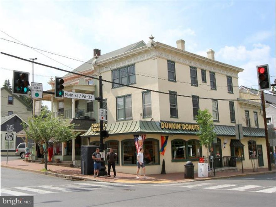 Own a corner of the heart of downtown New Hope and live where you work, set up a prime downtown residence, or just enjoy the return on your investment collecting rents (and beat the market returns): two parcels that are comprised of a combination of commercial and residential rentals. Three long term commercial leases (including the anchor tenant Dunkin' Donuts, leased through 2020 with a 5 year renewal option) and six residential rentals (five apartments plus one detached cottage). Almost all apartments fully remodeled and bringing in healthy and reliable rents. Off-street parking for 5 or 6 cars, 100% occupied rent rolls, and a premium location. Across the street from Starbucks and the bridge to Lambertville, NJ, this property is the cornerstone of downtown New Hope and will always be in high demand. Convert one or more of the apartments into a premium residence or move into the cottage, all the while collecting rents from the rest of the property.  Some seller upgrades are coming this summer to reduce carrying costs and increase rents in two units, please consult the listing agent for P&L, occupancy, and details.