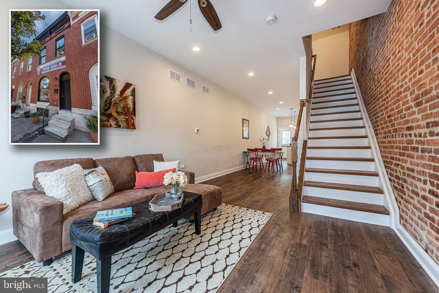 RECENTLY RENOVATED ROWHOME WITH OFF STREET PARKING AND APPROXIMATELY 8 YEARS LEFT OF THE 10 YEAR CHAP TAX CREDIT - SAVE THOUSANDS!!  Features include an open floor plan with wood floors throughout the main level, spacious living room with exposed brick, Chef's island kitchen with granite counters & ss appliances, main level half bath, upper level with a Primary bedroom suite and a 2nd bedroom with a hall bath, and convenient off street parking!  Located close to Johns Hopkins and Patterson Park.  Tenant occupied through July.